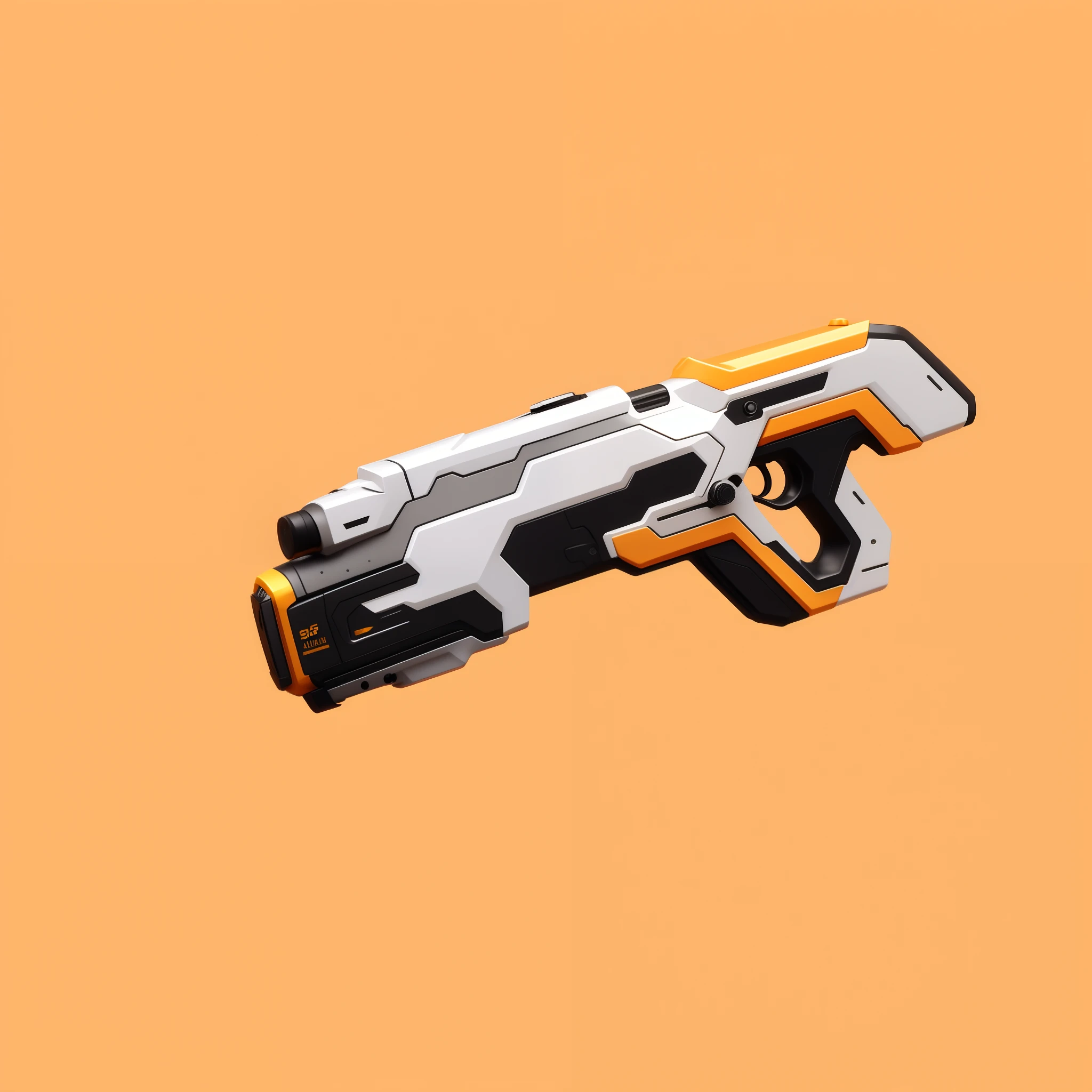 Close up of toy gun on yellow background, futuristic gun, futuristic weapon, futuristic weapon shotgun, realistic weapons, sci - fi weapon, realistic gun design, futuristic pistol, futuristic assault rifle, realistic gun, realistic weapons, Weapon design, laser rifles, weapon concept art, in style of apex legends, laser rifles, weapon concept art, valorant style