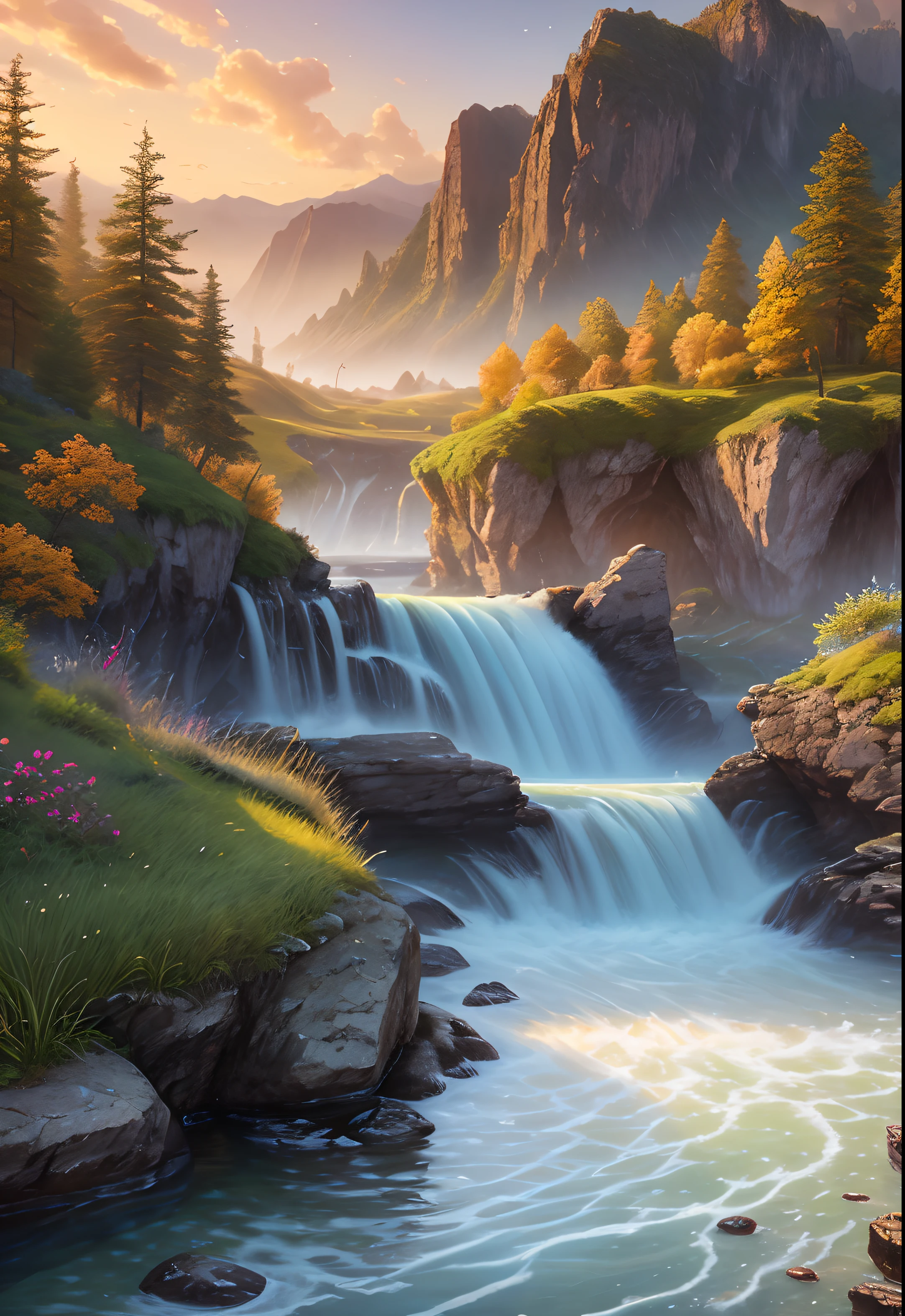 landscape,water,(extremely detailed CG unity 8k wallpaper), most beautiful artwork in the world,professional majestic oil painting,intricate, High Detail, Sharp focus, dramatic, photorealistic painting art
