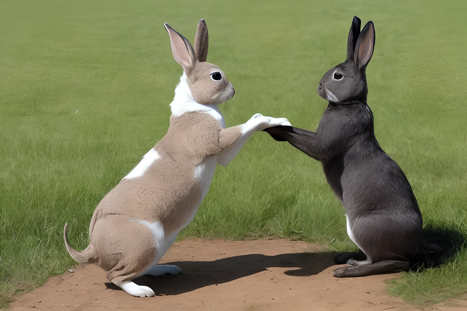 Rabbits and dogs become human Rabbits kick dogs