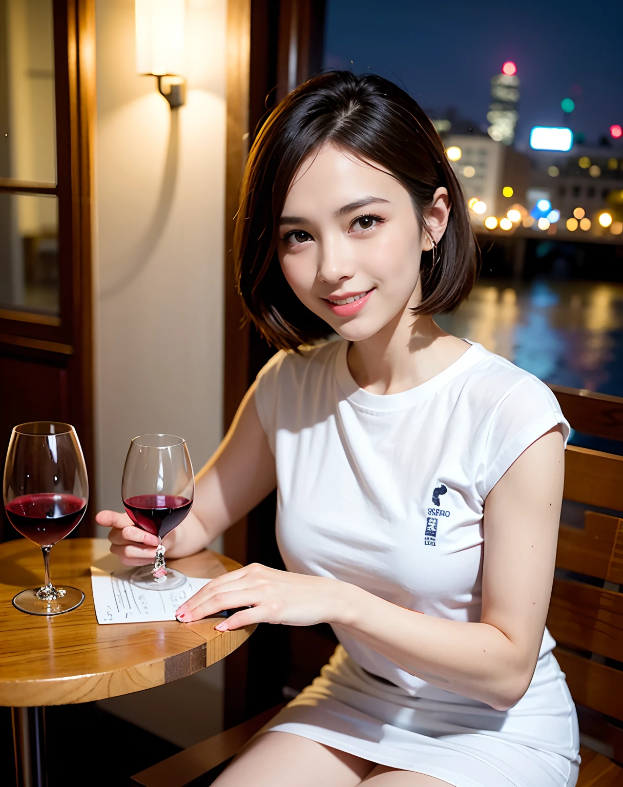 Change to a T-shirt with French sleeves。