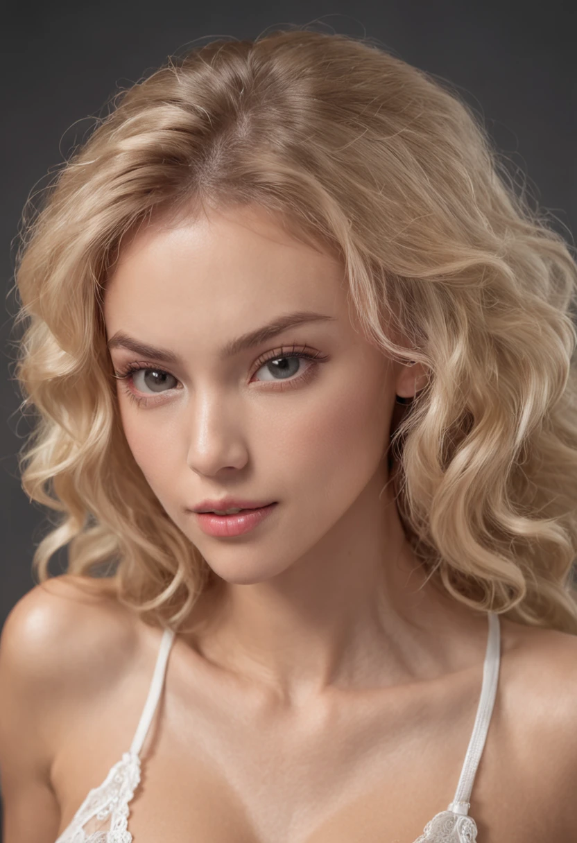sexy women, 20 yr, thinness, sport, shiny tanned skin, pechos enormes, Slim waistline, curly blond hair, White lingerie, realisticlying, Cinematographer, Real, Natural