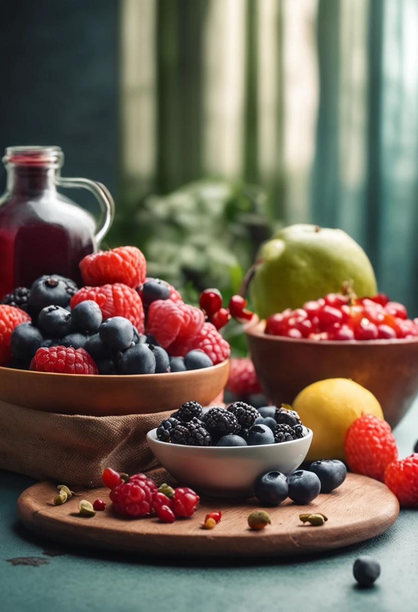 few healthy foods, foto tirada de frente, foto realista, fundo branco minimalista