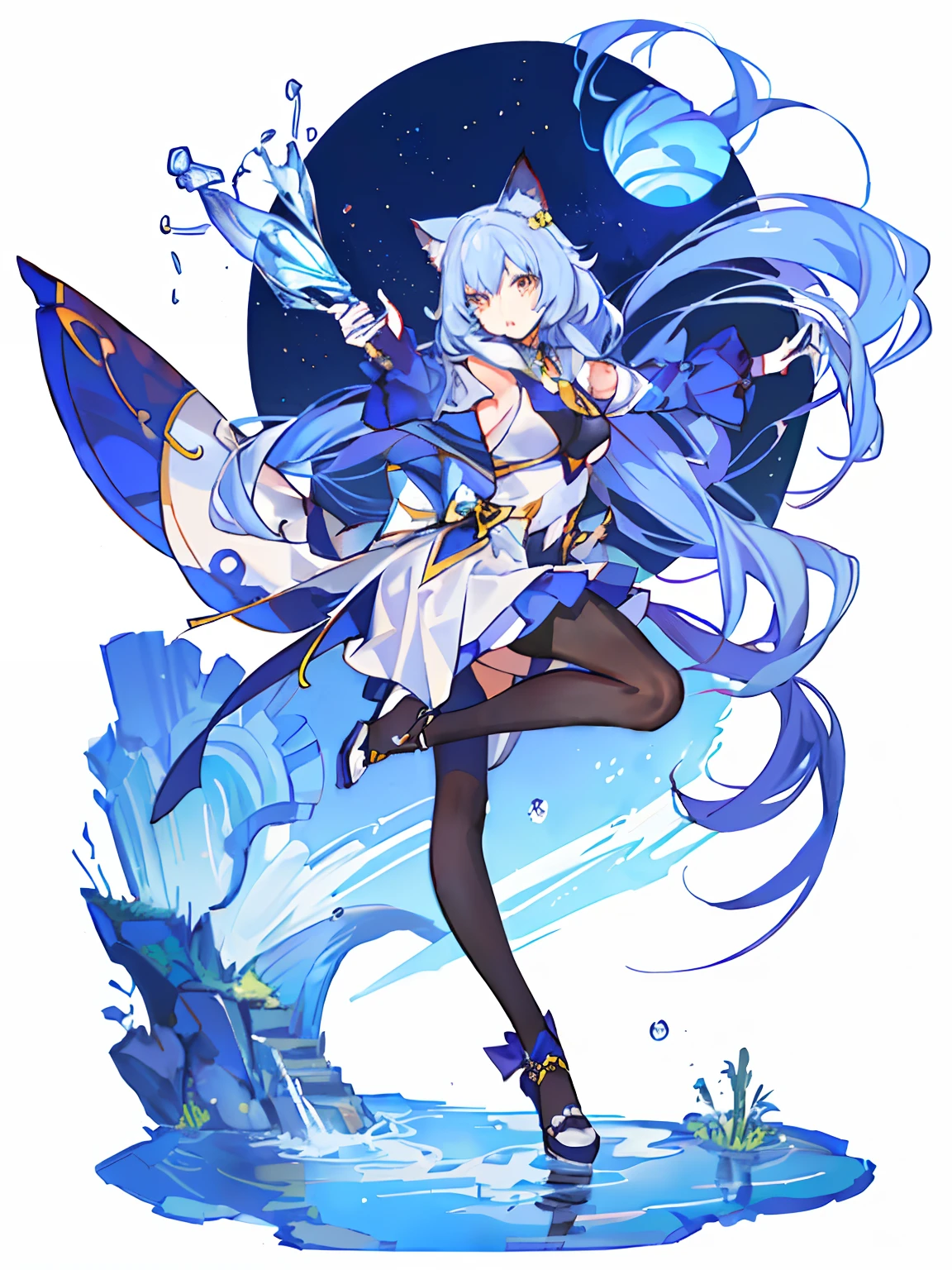 (Highest image quality),(A masterpiece),(Super meticulous),beautiful anime catgirl, Holding a huge cat in his arms,Very beautiful anime cat girl, anime catgirl, cute anime catgirl, Trending anime art, trending anime artwork, anime cat, anime illustration, Anime style illustration, anime girl with cat ears, very beautiful cute catgirl,Student Clothing,a sailor suit,Fluttering skirt,idoly,Stage lighting Sunlight,Glowing skin,Flying strands of hair,Candy hair accessories,Full body like,Dynamic,Earphone,headset on head,Cat ear socks,Candy color,White cat,Cat girl, Attractive cat girl, beautiful anime art style,Crouching,White thighs,fleshy feeling,a skirt,perfectly proportions,美丽细致的眼睛,Three cats in his arms,There are a lot of cats in the background,Cat background,"Cat" theme,Water cat,tigre,Holding a weapon,Modern skirt,Modern cropping