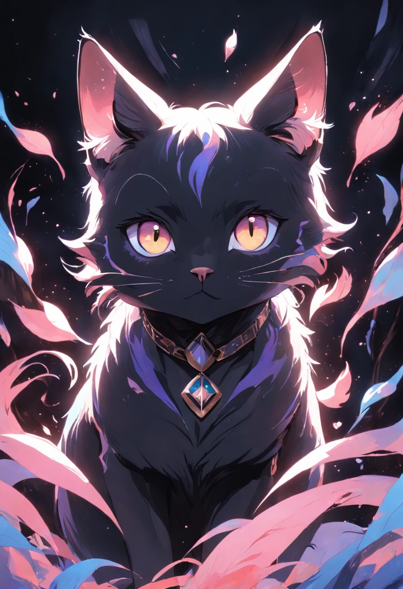 Gato en el arte, Aseo de ojos estrechos、ocio、Color principal negro, Color secundario cian, Fondo rosa pastel, artistic, sofisticado, Warm style, Las formas incluyen gatos abstractos, Playful forms, Pieza elegante, Las texturas incluyen texturas de pelaje, Pintura lisa, textura de la tela, Lines contain elegant lines, Curvas naturales, Silueta delicada, La forma es elegante, accesible, expresivo, aesthetic.