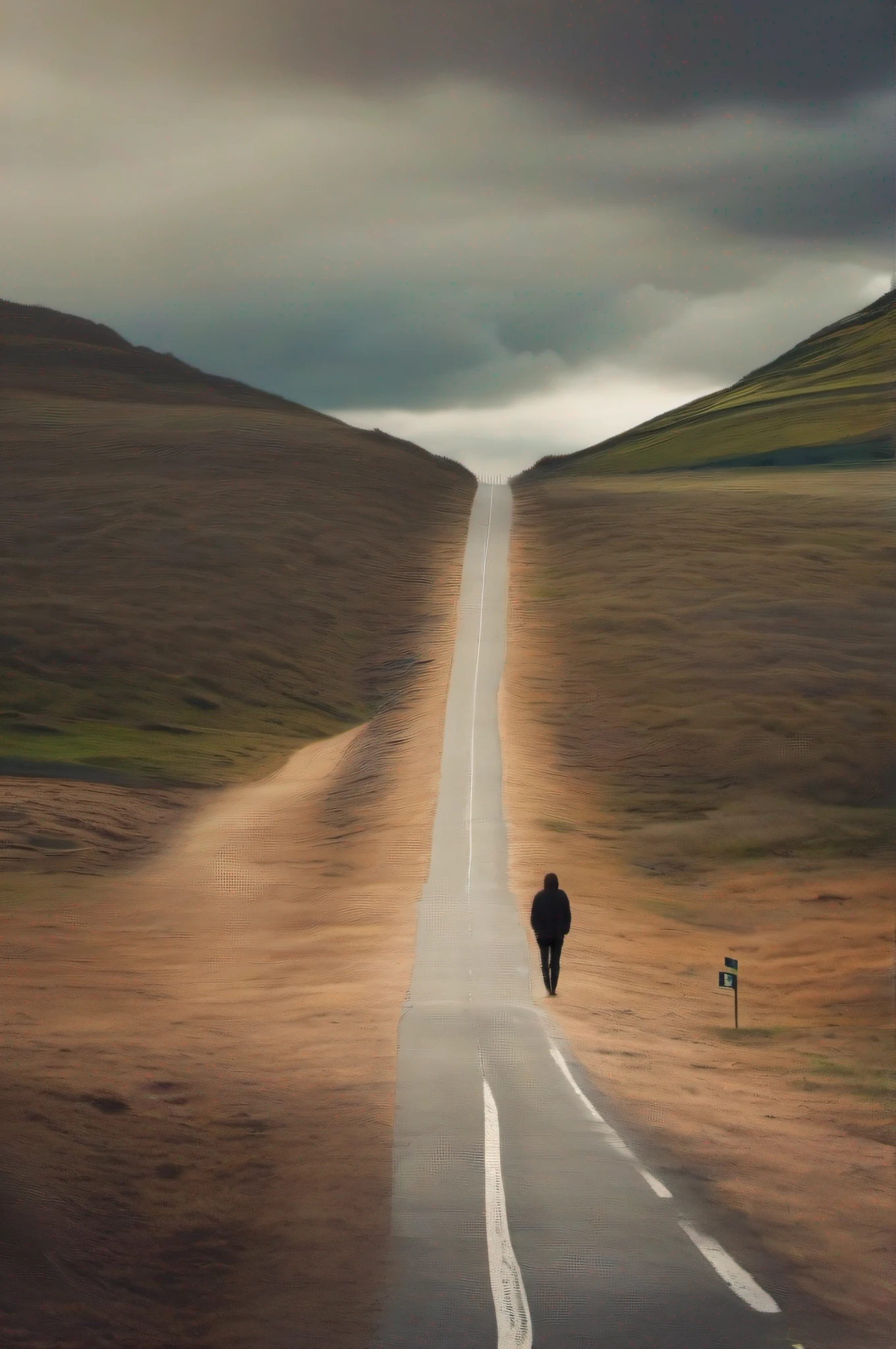 Image of a person contemplating a path ahead: Show a person standing at a crossroads, olhar para diferentes caminhos que representam as escolhas e desafios da vida.