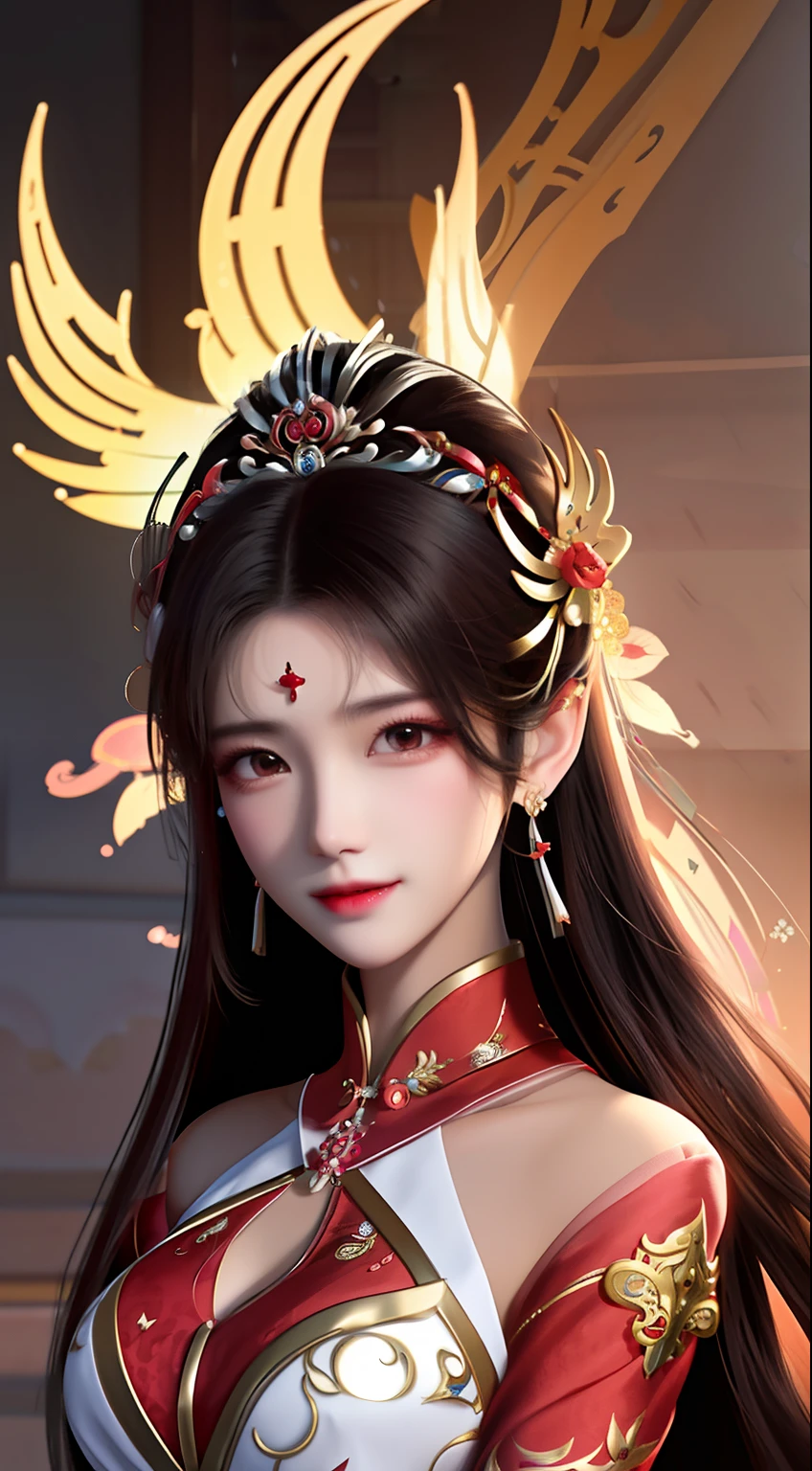 Close-up of a woman with long hair in red and white, a beautiful fantasy empress, inspired by Du Qiong, Inspired by Lan Ying, ((a beautiful fantasy empress)), inspired by Park Hua, Anime goddess, Beautiful character painting, bian lian, inspired by Wu Bin, Princesa chinesa antiga, China Princess, Chinese girl, Chinese style