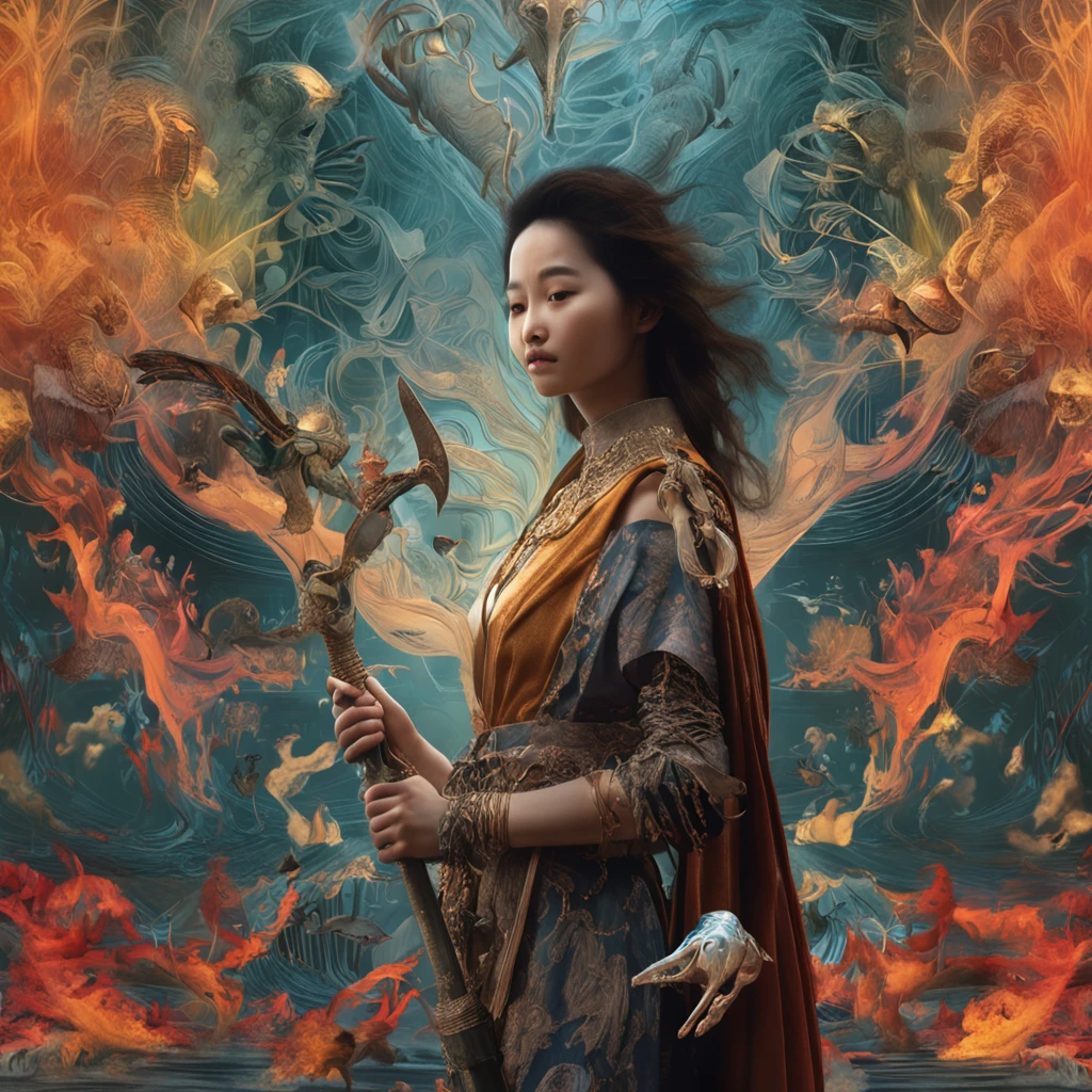 Best quality, Masterpiece, 超高分辨率, (photograph realistic:1.4), surrealism, Dream-like,fusionart, Dugu，Wander the world，Carry the Son of Heaven Sword，