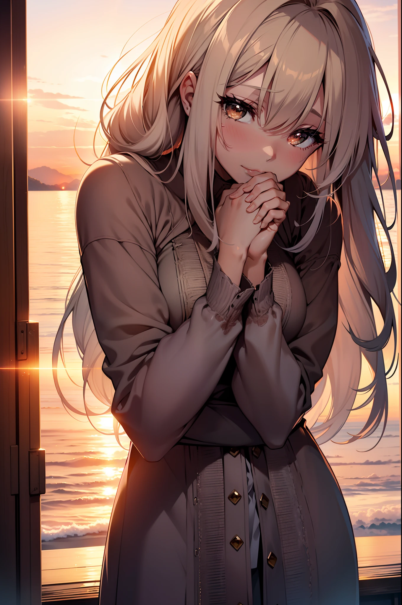 In the quiet solitude of a moonlit bathroom, a delicate scene unfolded. A cute, 20-year-old girl with porcelain skin sat huddled on the floor, her petite frame wrapped in a soft, oversized hoodie that engulfed her like a protective cocoon. Her disheveled chestnut hair cascaded in gentle waves, framing her tear-streaked face.
Her eyes, usually sparkling with youthful innocence, were now brimming with shimmering teardrops, glistening like diamonds. Those once-cheerful eyes were pools of vulnerability and sorrow. They were accentuated by long, dark lashes that quivered with every heart-wrenching sob.
Her trembling hands, adorned with dainty, pastel-colored nail polish, clutched a crumpled tissue. The tissue bore witness to her anguish, stained with mascara and smeared makeup, like the battle scars of her emotional turmoil.
The soft, porcelain tiles of the bathroom floor provided an icy contrast to her fragile warmth. The dim glow of the bathroom's nightlight cast a soft, ethereal aura around her, intensifying the depth of her sorrow. The faint echo of her sobs filled the air, a haunting melody of pain and despair.
In this anime-like moment, she became a poignant symbol of youthful vulnerability, a character ripe for a heartwarming tale of healing and resilience.
