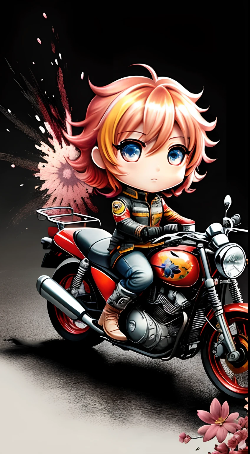 motorcycle,flower,character,Chibi,real,art, explosion,
yang08k, photography, beautiful, colorful,realistic,
masterpieces, top quality, best quality, official art, beautiful and aesthetic,