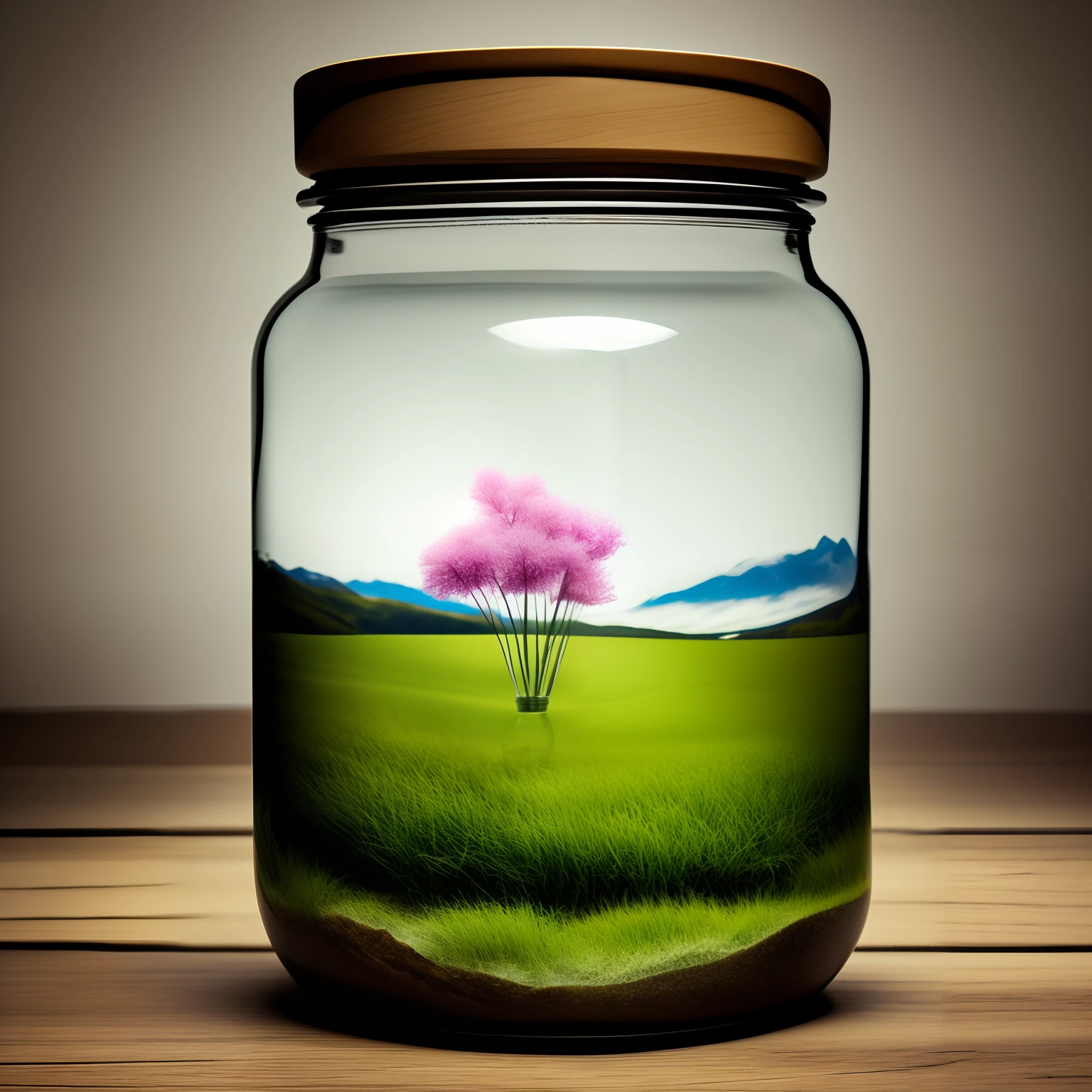 Realistic photo of spring in a bottle