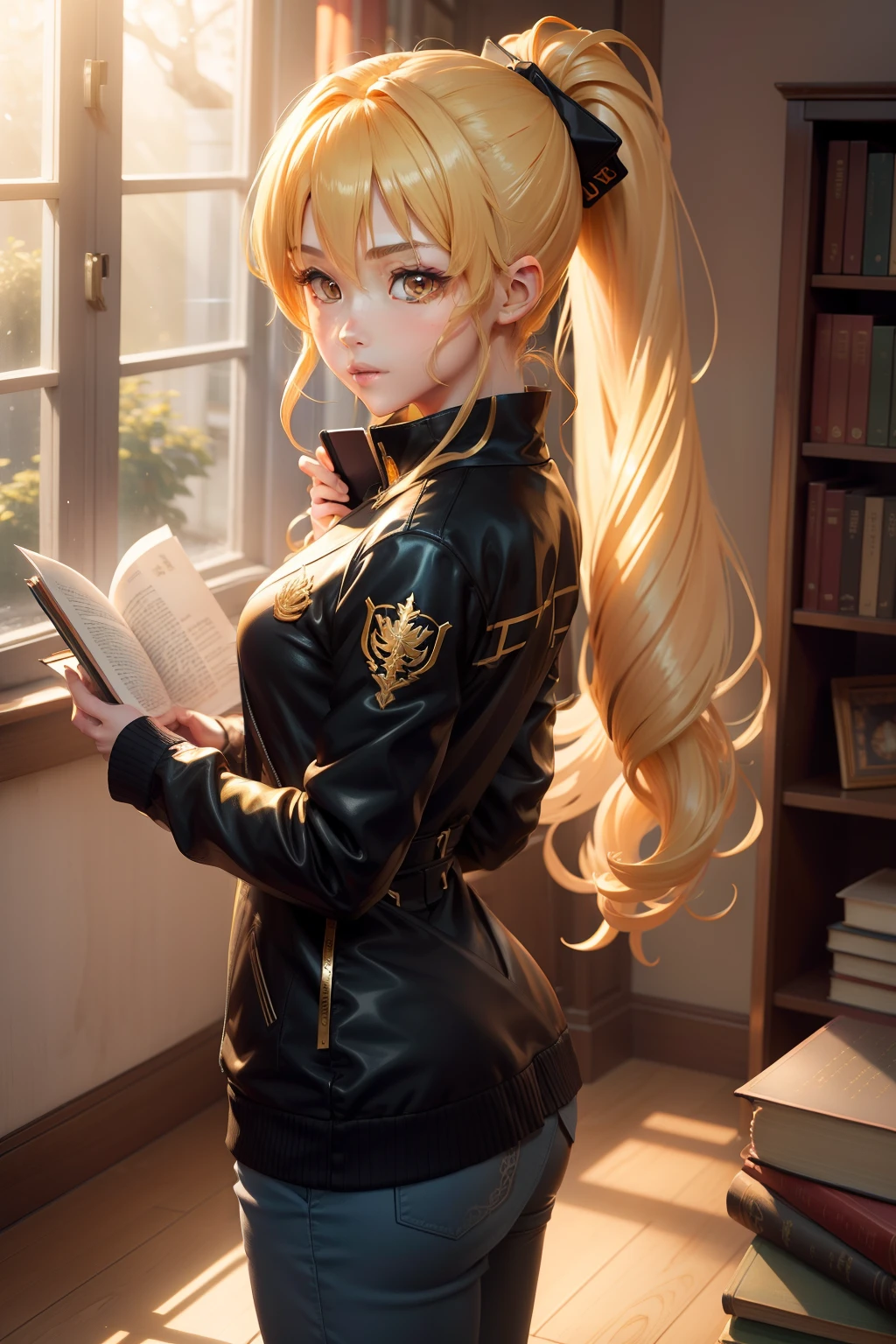 anime figure,tmasterpiece,high and cold,Golden ponytail,rays of sunshine,JK,books,being thin