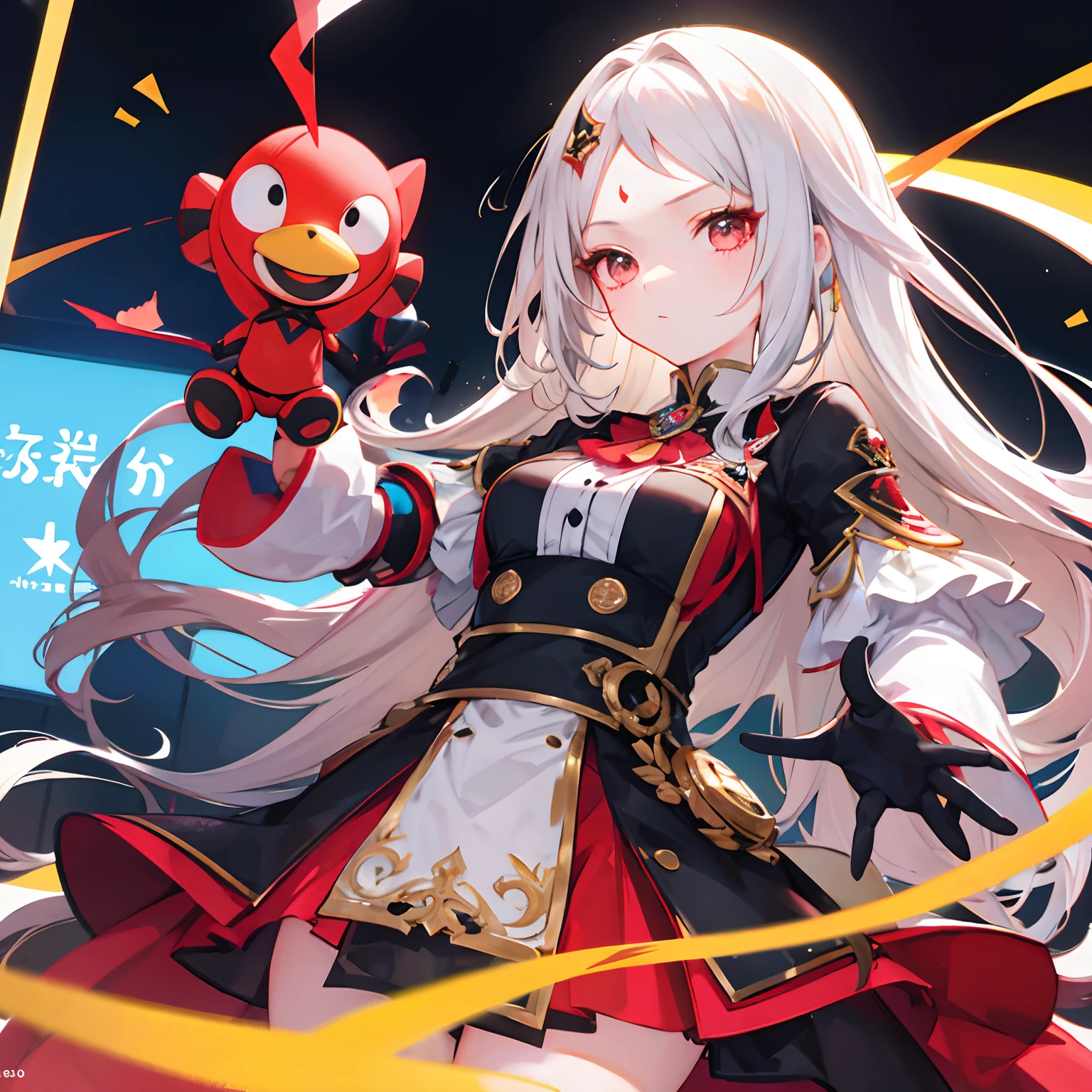 Long hair bangs do not cover the forehead,Black and red competitive puppeteers are prohibited,