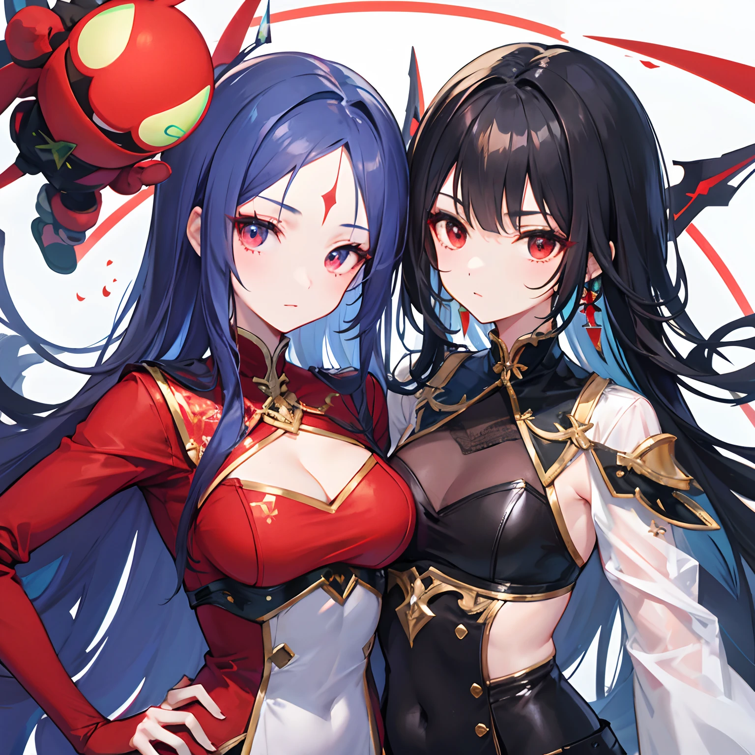 Long hair bangs do not cover the forehead，Black and red competitive puppeteers are prohibited，