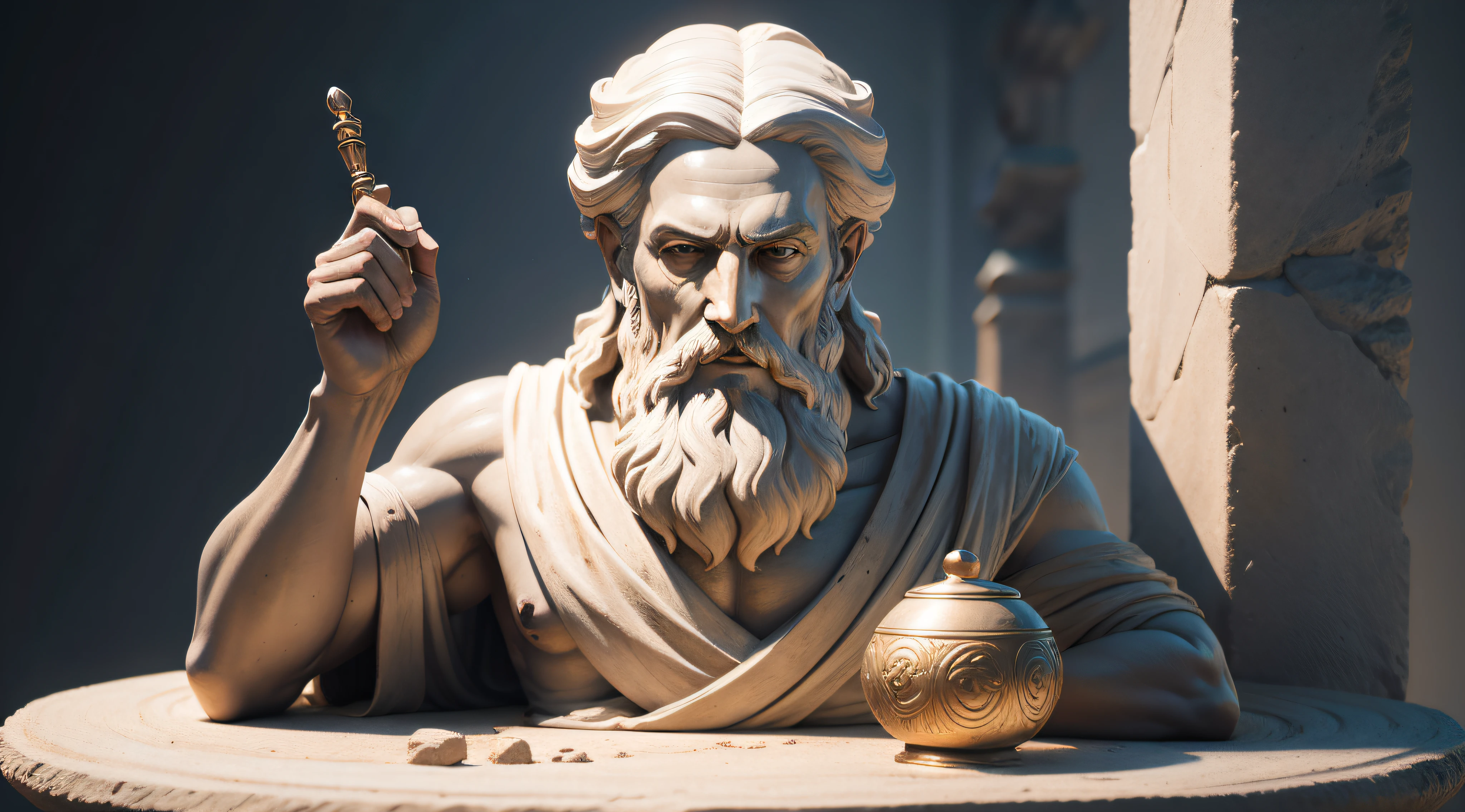 Marcus Aurelius meditating calmly on controlling reactions to events
