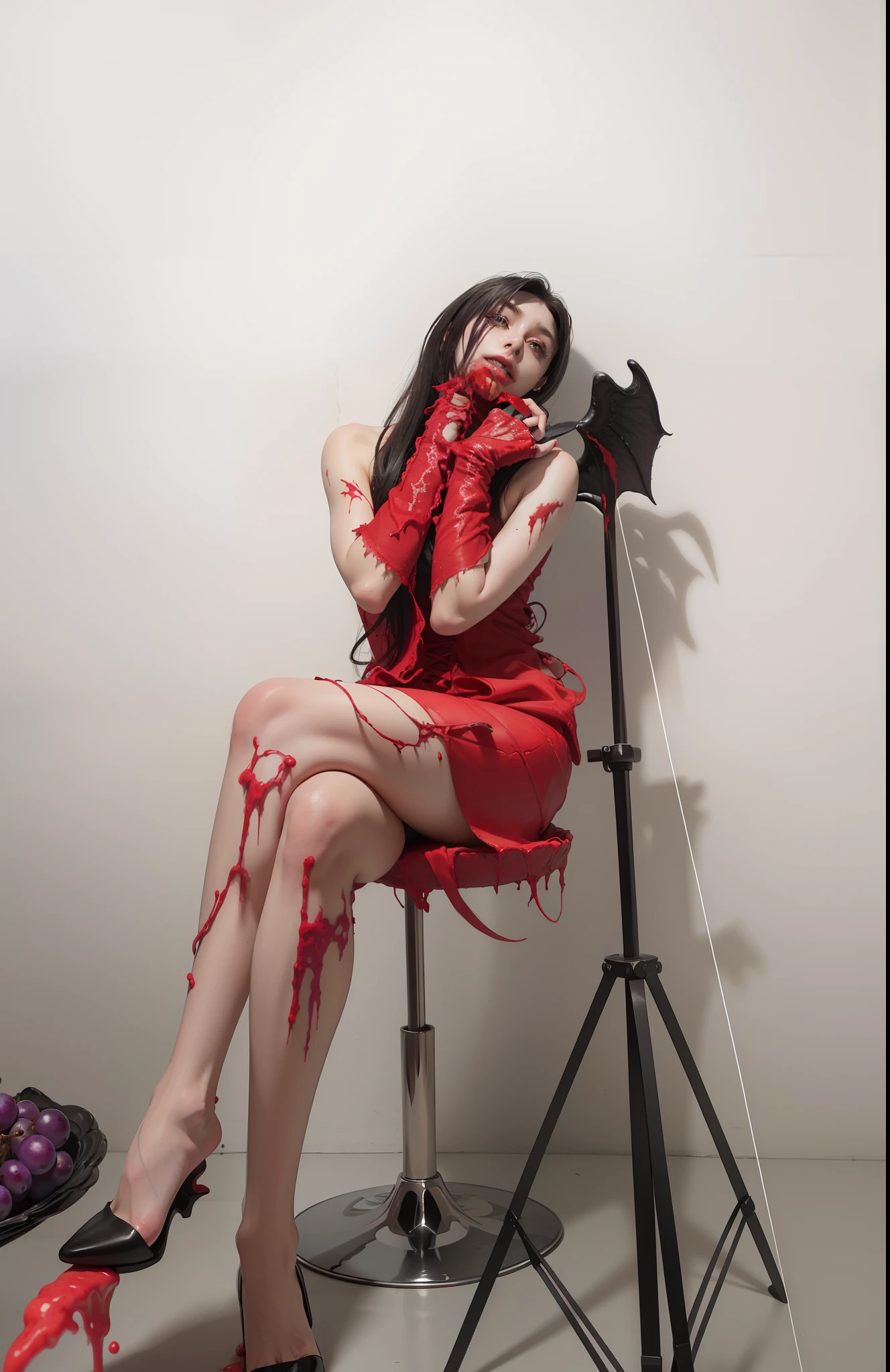 Fine matte paint,Skeleton Dark Angel, Haunted castle with large wings, Fill the drawing table with a knife,terroral,uncanny,horrid,secret terror,tentaculata,grape trees,The eye,uncanny valley effect teeth,all fours,Critters,Blood Moon,4K,high qulity,Beautuful Women,Delicate face