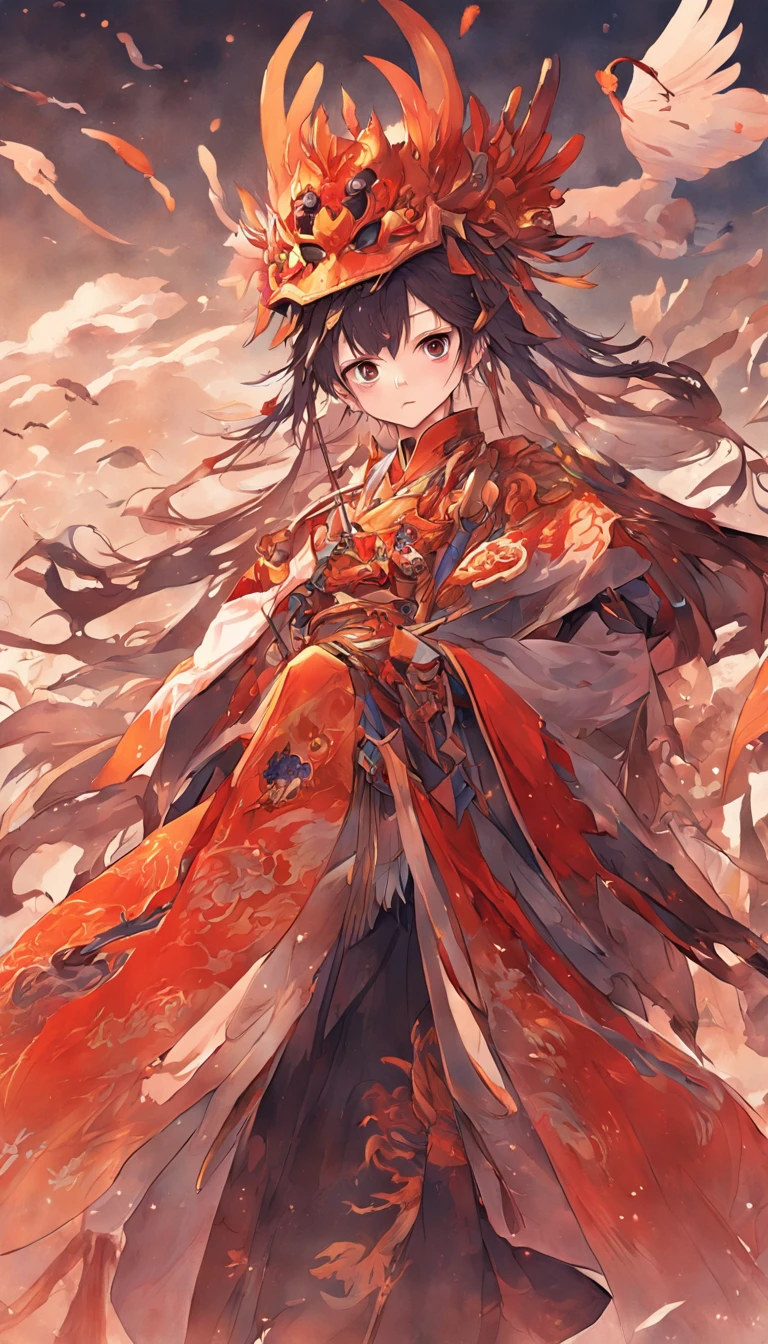 masutepiece, Best Quality,((独奏)), youkai、Hanfu、chinese armor、erect through、Military general、a bird、Generals of the Ming Dynasty、fengxi、Birdman,Head_in the_birds、Two-legged bird、Bird's beak