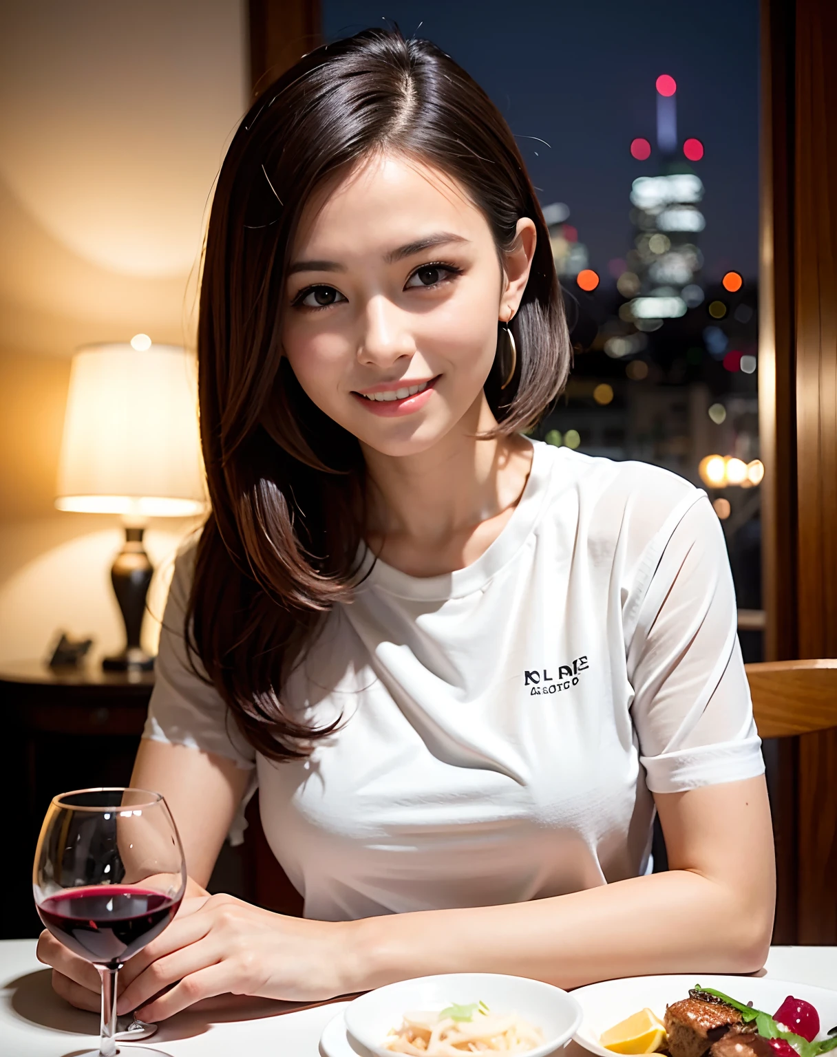 Change to a T-shirt with French sleeves。