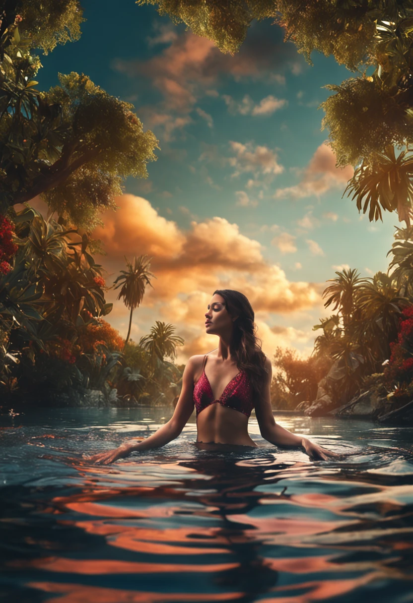 In the water, fully female graceful