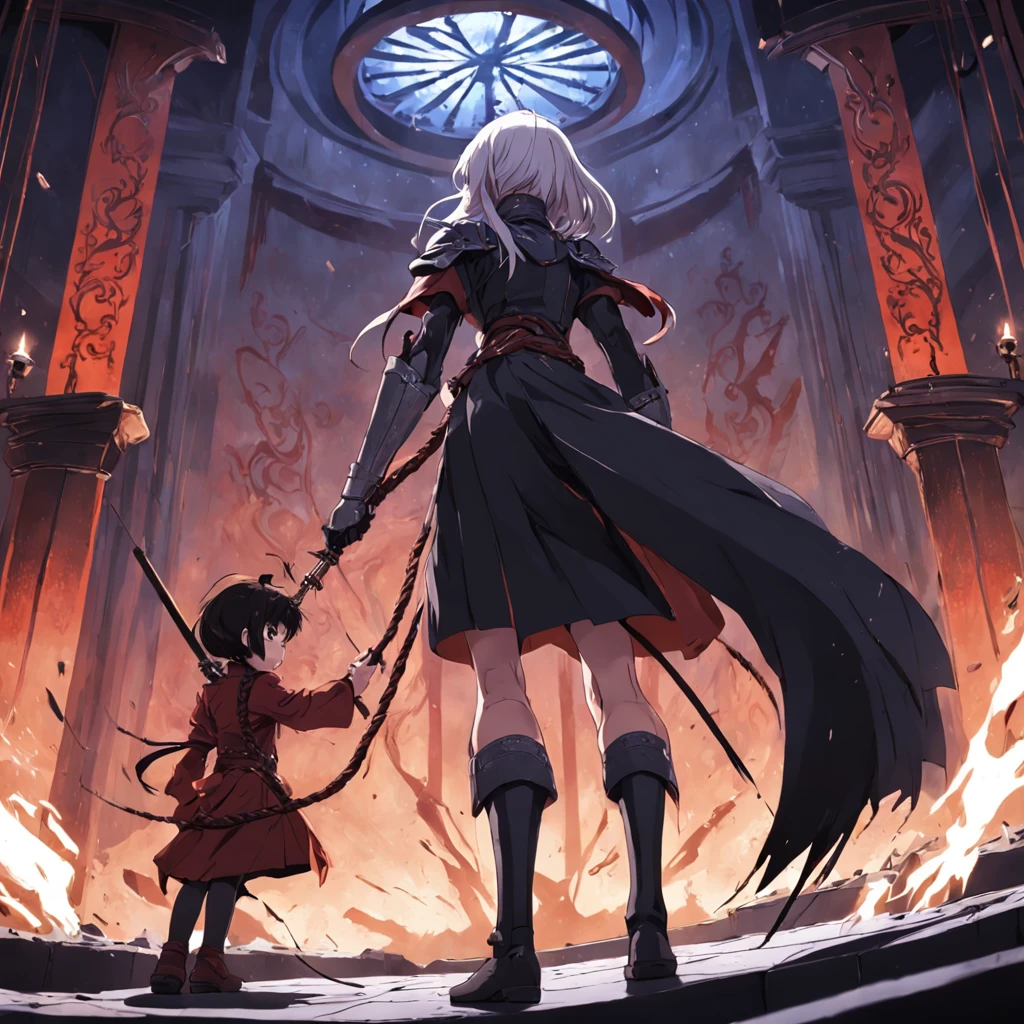 The mature and cold imperial sister beats the rebellious boy's skin-opened ass with a leather whip in the punishment room,