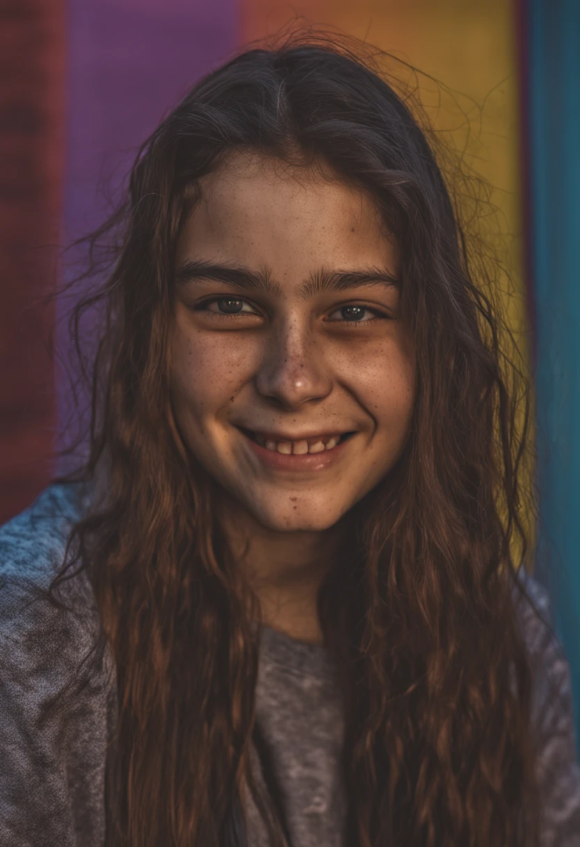A poor quality real real life realistic grainy selfie of a girl with a lot of clothing smiling, selfie, dark, girl is mildly ugly, kinda basic and ugly, selfie, pimples, poor grainy quality, real,