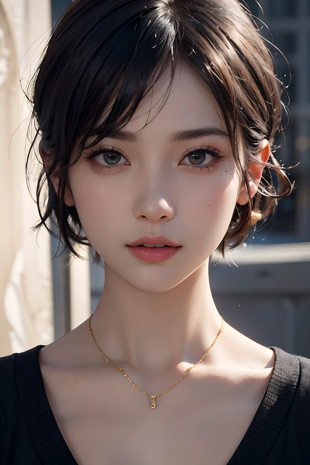 ((​masterpiece、top-quality、beautiful quality、Photorealsitic、Look at viewers、Detailed Lighting、highlydetailed skin、very detail hair、Highly detailed H pupil、shadowy、8K:1.2))、(women's pictures、1beautiful girl:1.2)、Pretty smile