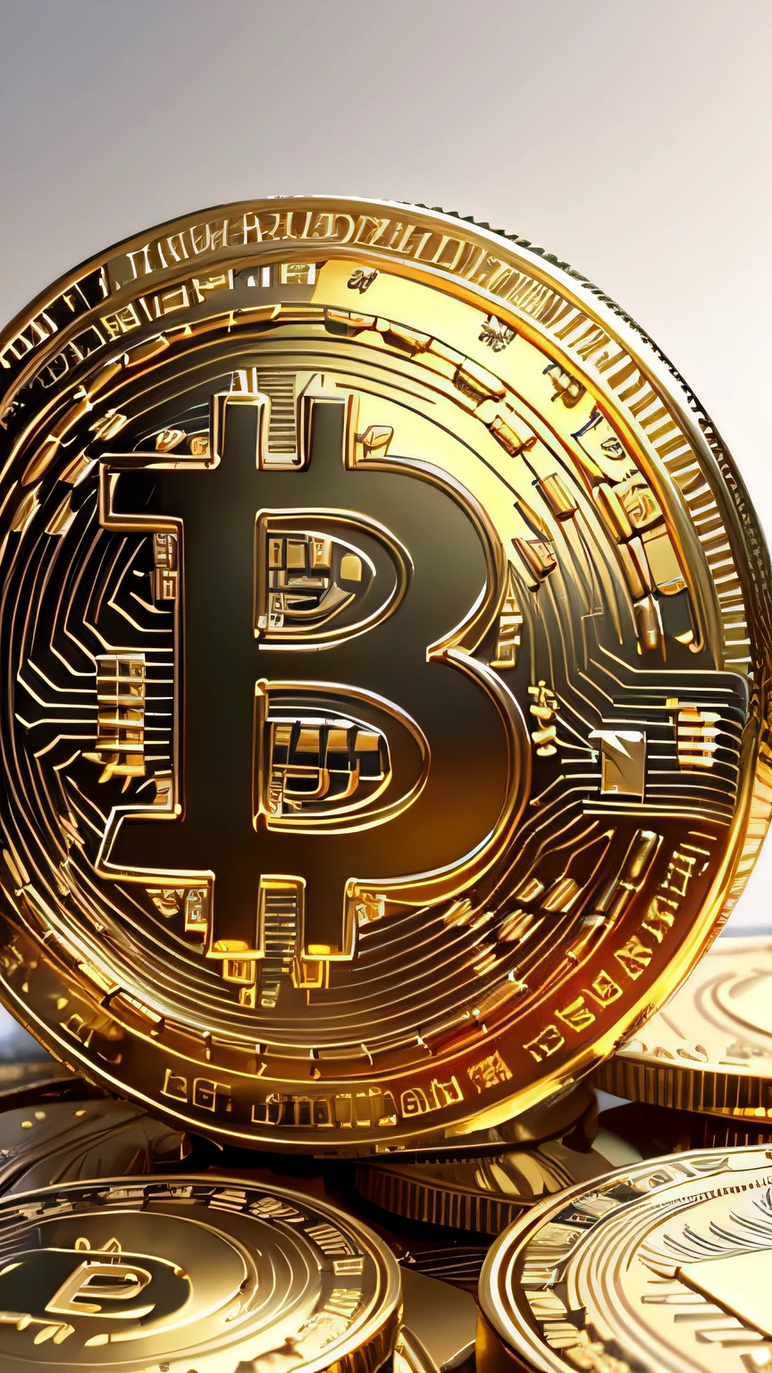 a close up of a golden bitcoin on a white background, bitcoin, cryptocurrency, crypto, coin, coin with the letter n, bitcoin evil, high quality image, high quality product image”, leaked image, cryptocurrency in the background, computer generated, typical cryptocurrency nerd, satoshi, 3 d models, 3d models, by Benjamin Block, computer - generated