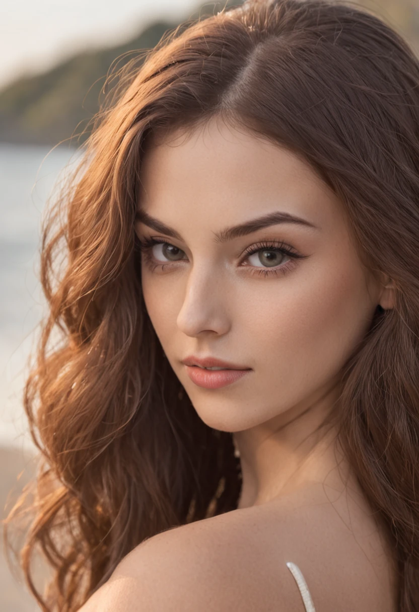 Menina americana, loira, olhos vermelhos,, cabelo longo, wearing bikini, sorrindo, rosto molhado com esperma