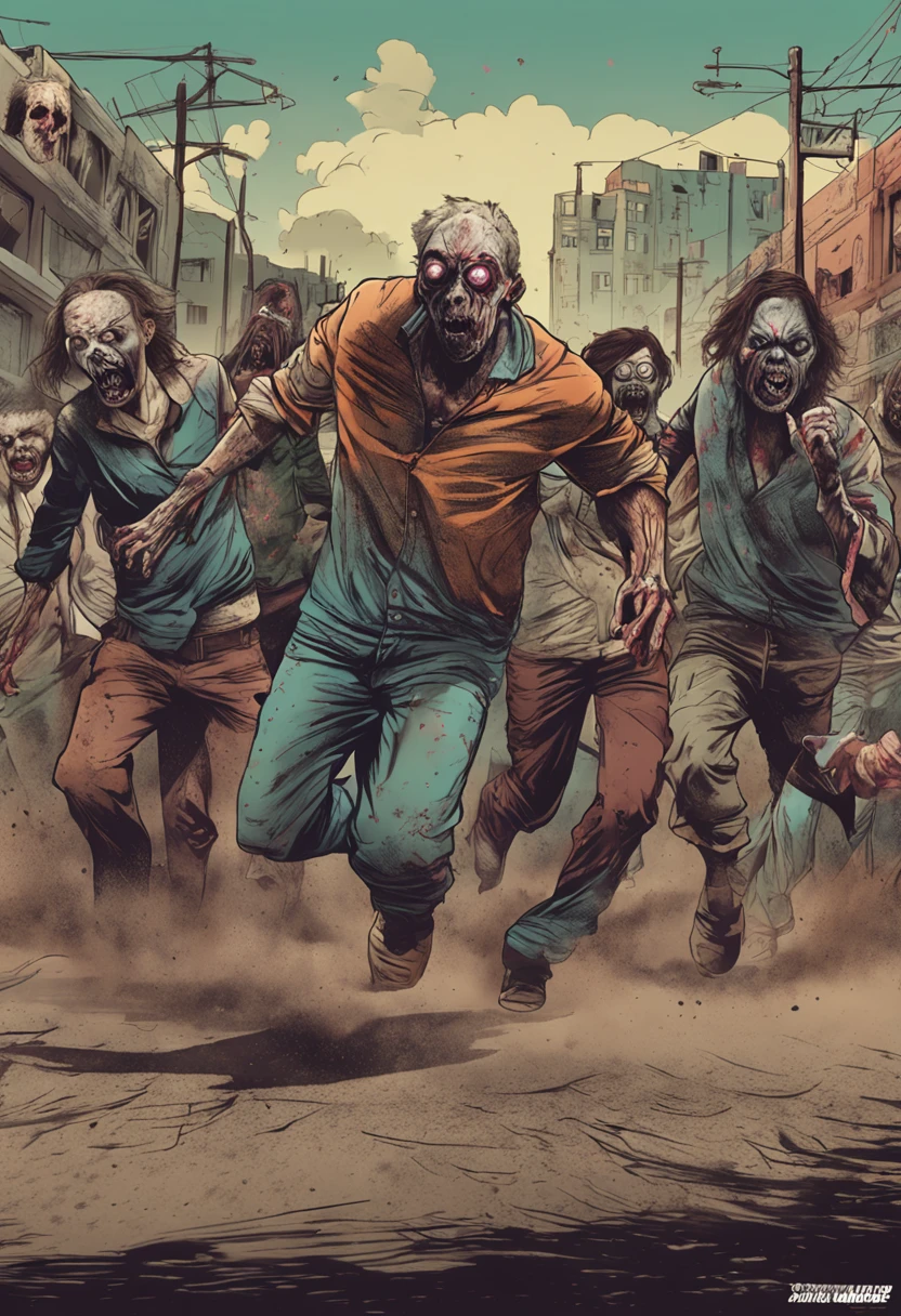 A group of zombies chasing one