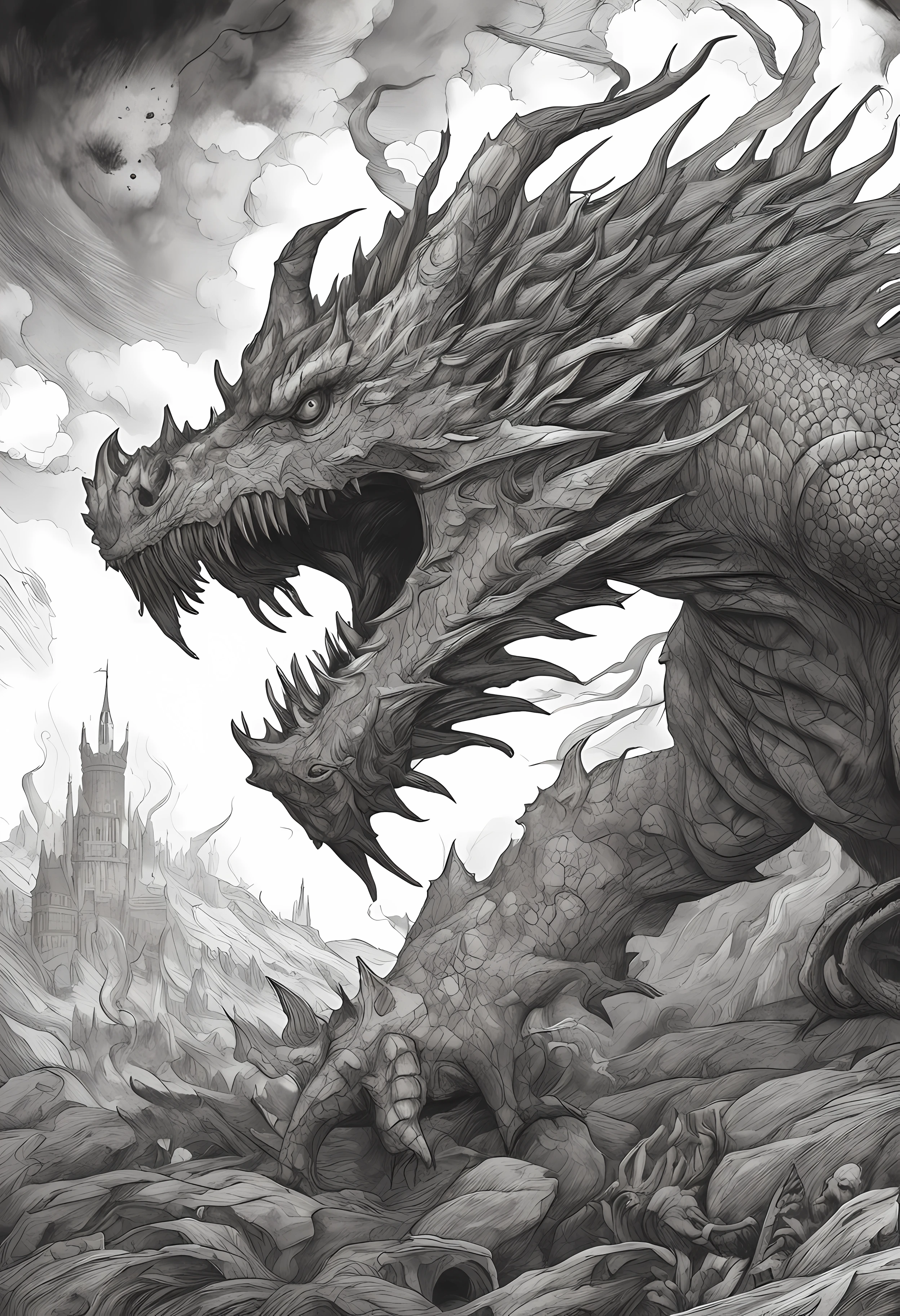 best quality, afterglow, 4k, ((masterpiece)), extremely detailed, 8k, trending on ArtStation, Intricate, High Detail, Sharp focus, fujichai <lora:fujichai:1.1>, (monochrome, greyscale), (manga panel, sketch, sketchy), (evil chainsaw monster with open mouth and sharp teeth)