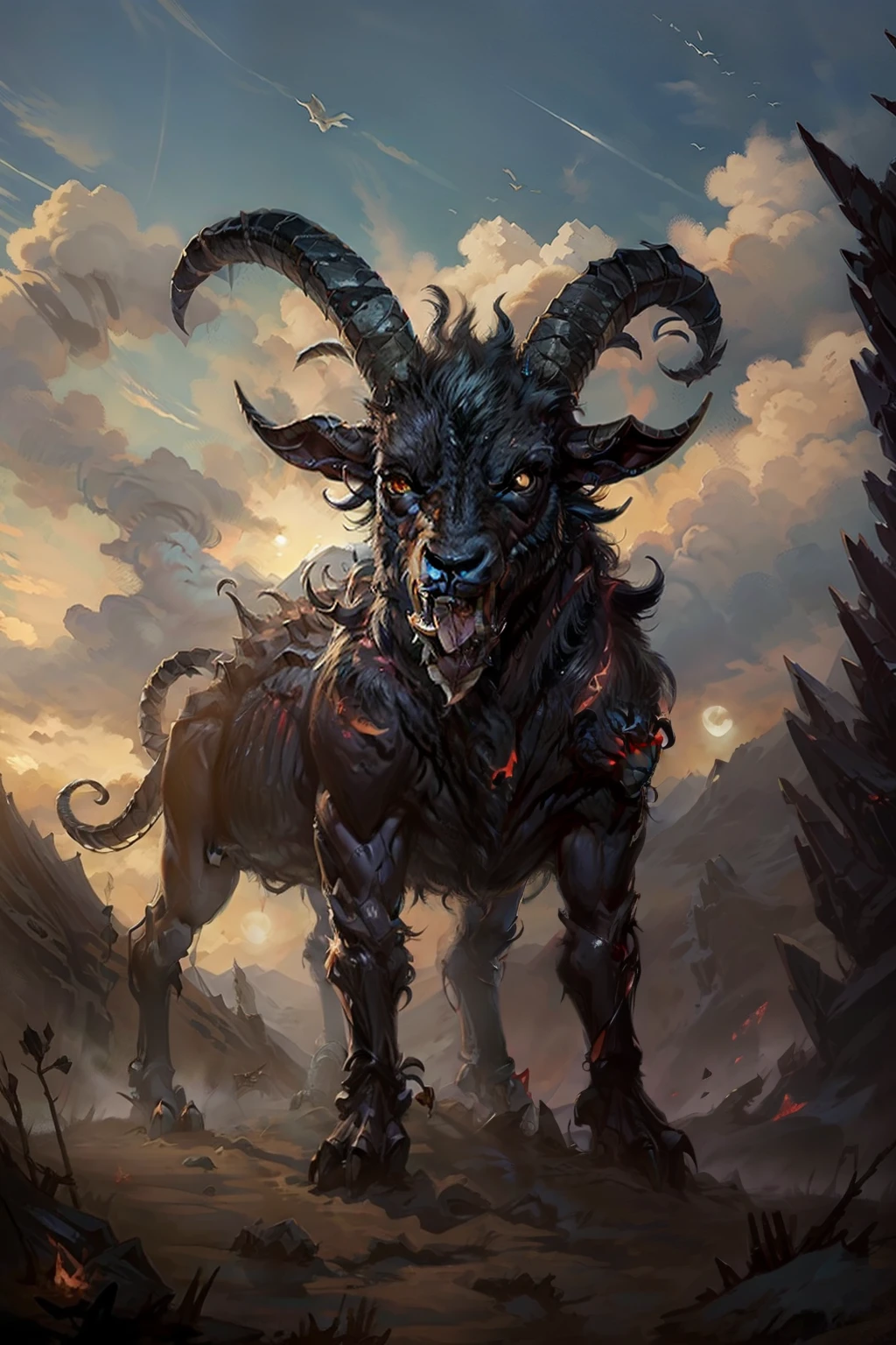 An evil creature, with goat face