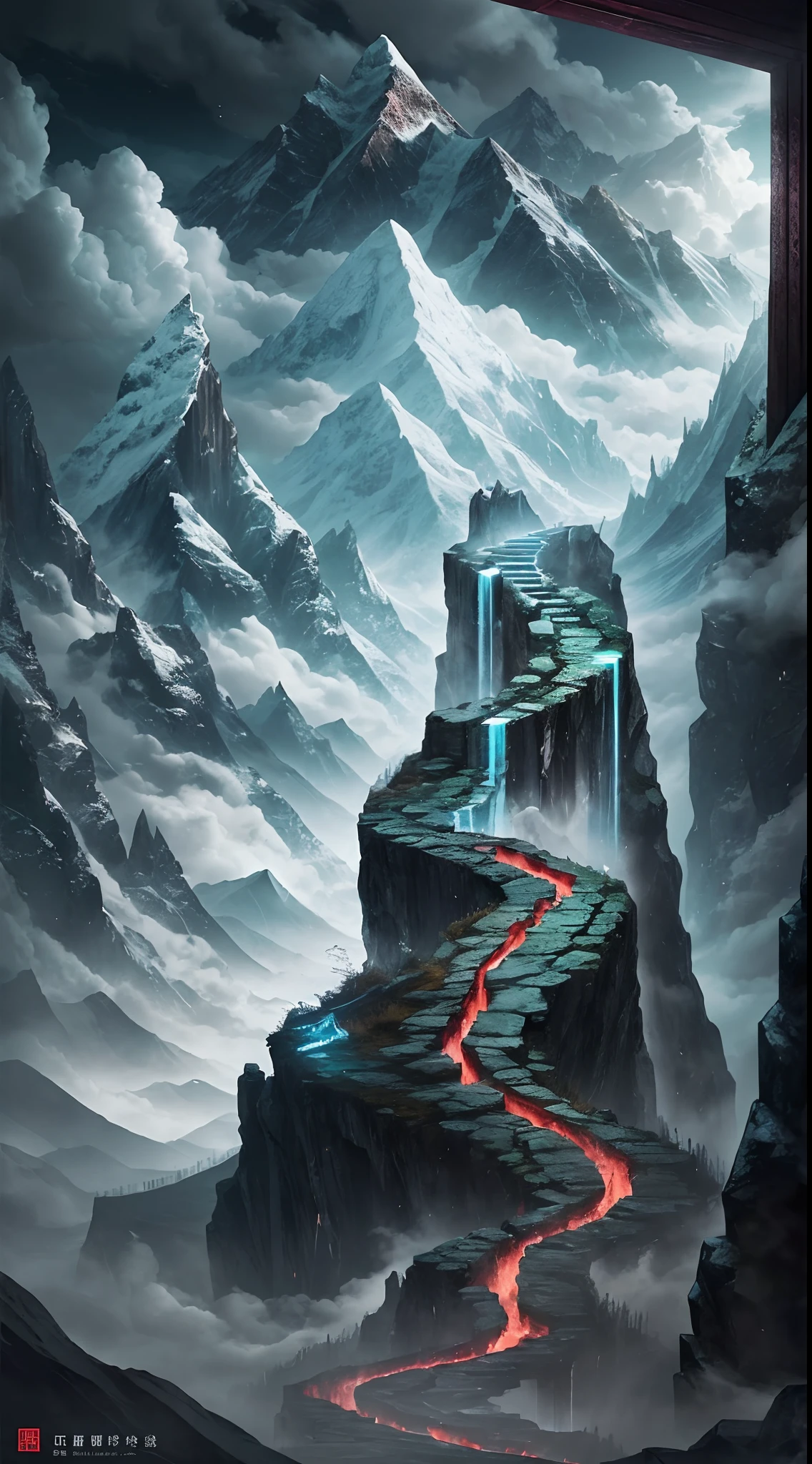 darkly,Solitude,Suffocating,paths,Far Mountain,Realistis,Depressive,超高分辨率 --auto --s2