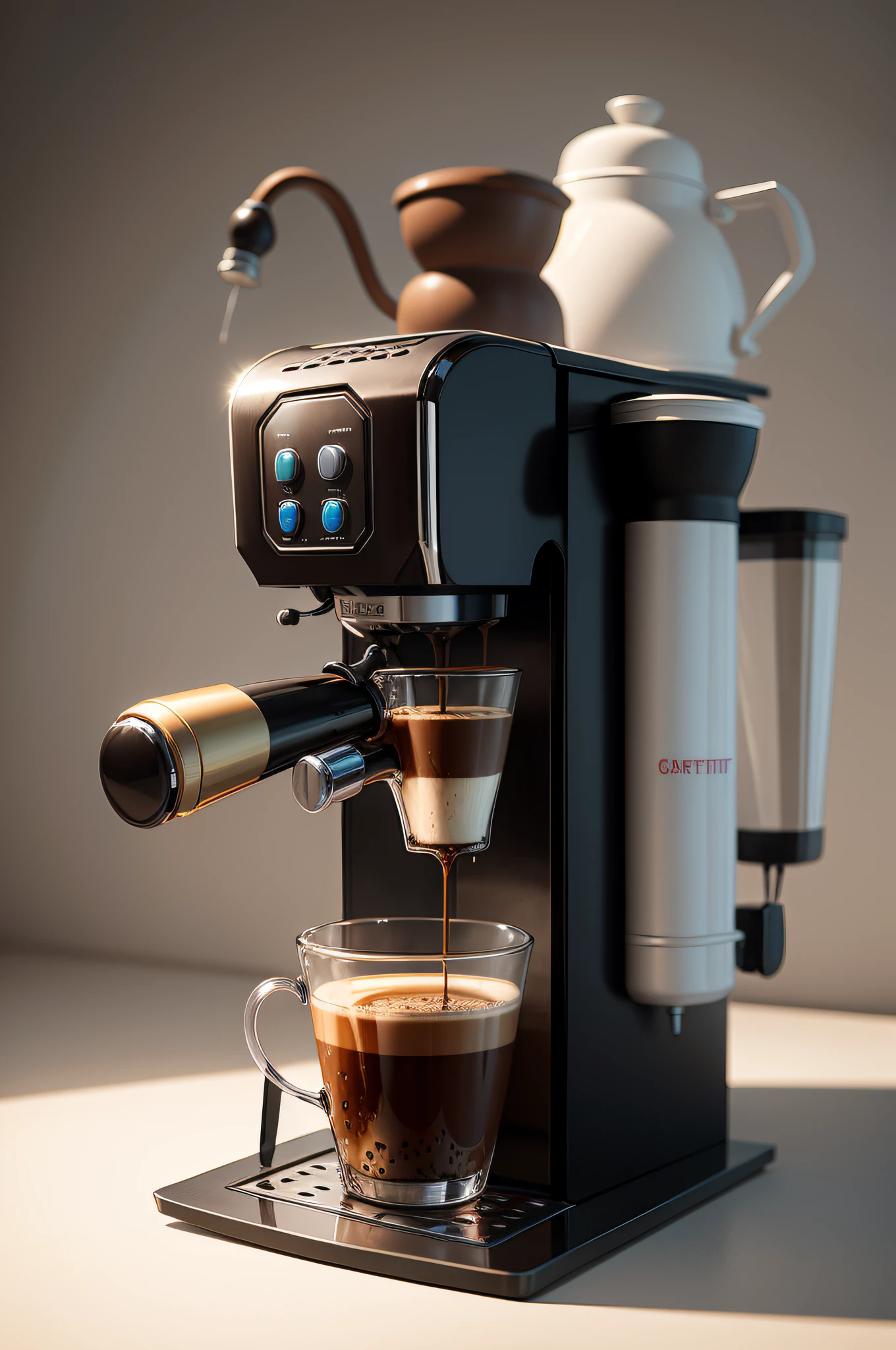 concept art RetroFuturismAI overcomplicated coffee machine