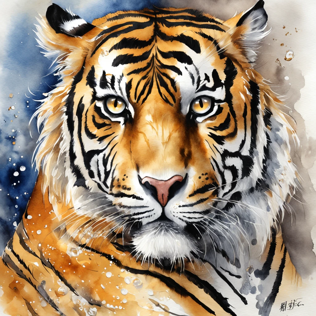 a tiger、One Tiger、Wax Moon、Gold coins rain down, surrealism, Realism, Verism, spark of light, Cinematic lighting, spark of light, god rays, nffsw, masutepiece, ccurate, Super Detail, high details, High quality, Best Quality, hight resolution, Anatomically correct