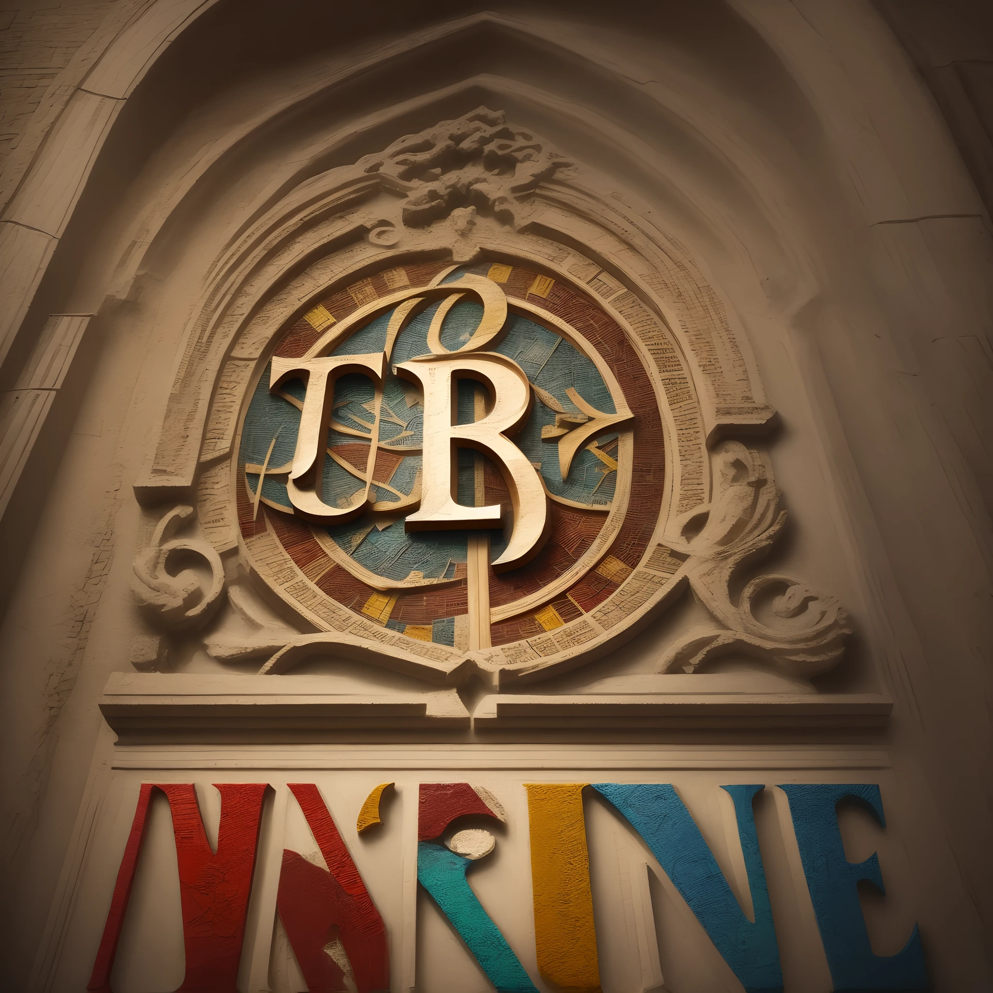 A mosaic with Christian letters and symbols, melhor imagem hd, 8k, li do mosaico , cores lindas e vivas.