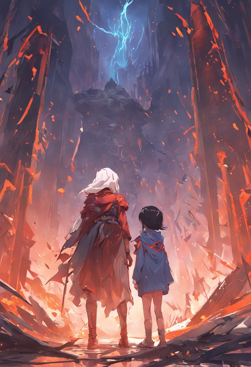 there is a woman and a child standing in a destroyed city, concept art by Tadeusz Pruszkówski, cgsociety contest winner, fantasy art, ross tran and michael whelan, karol bak and peter mohrbacher, marc simonetti and sakimicha, wlop and ross tran, wlop and andrei riabovitchev