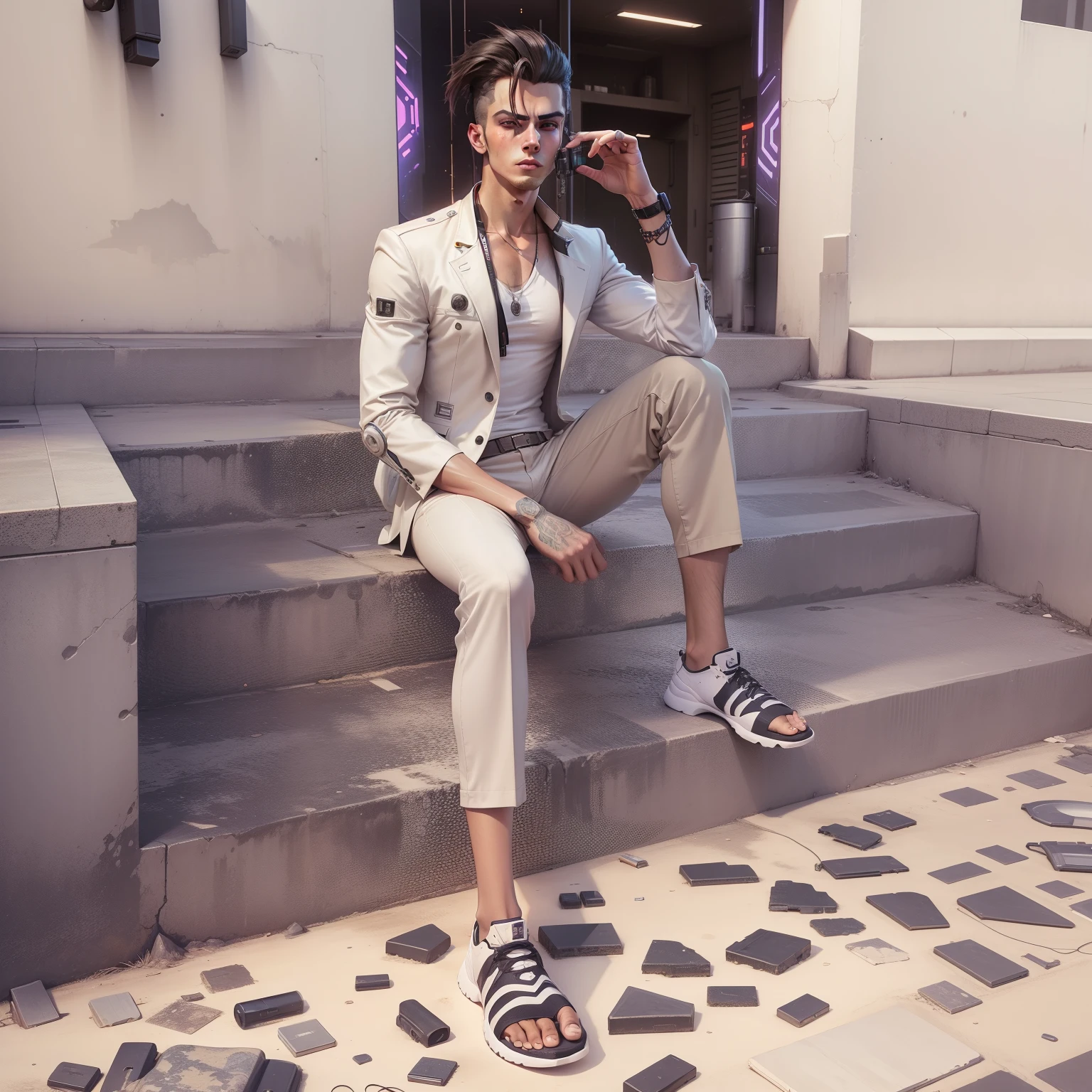 changes background cyberpunk handsome