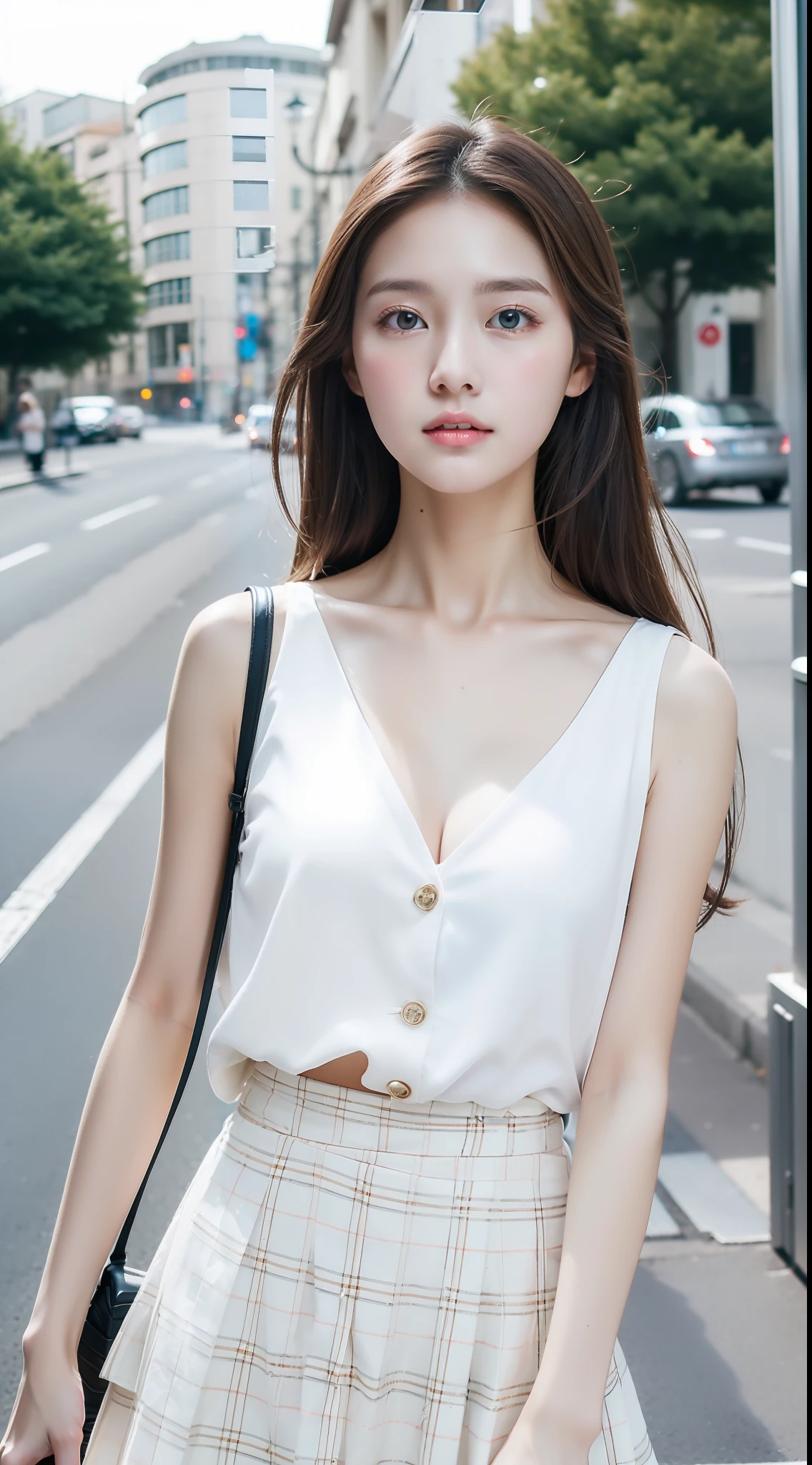 top Quority,Ultra-clear resolution,Clear eyes,plain face,s the perfect face,White skin,Perfect chest,with perfect legs,Different styles of skirts,Random environment