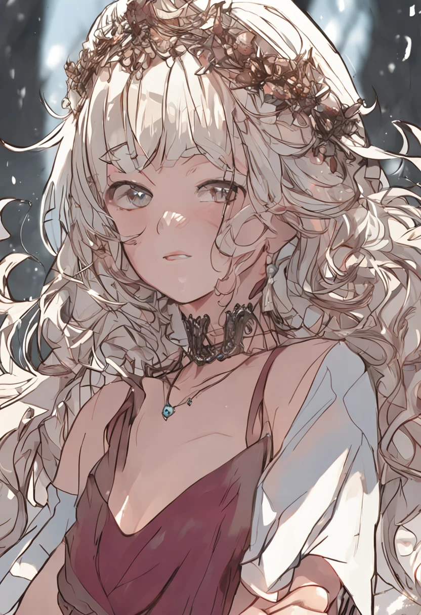 ((top-quality、8K、tmasterpiece:1.3))、foco nítido, high-level image quality, A high resolution, Portrait, Solo, jpn, long whitr hair,Middle-aged woman, Beautuful Women, 25 age old, plump, Huge peaks,Wavy hair, pyjamas,Bedrooms, Wrinkles at the corners of the eyes, mesmerizing looks, Wet, fat meat,Raw feet、Shorthair、a navel、Saggy breasts、Flaccid meat、Colossal tits、nipple piercing、a necklace、Visible nipple、Wearing a dress、Underarms、Bandeau、huge tit、Breasts are bigger than a basketball