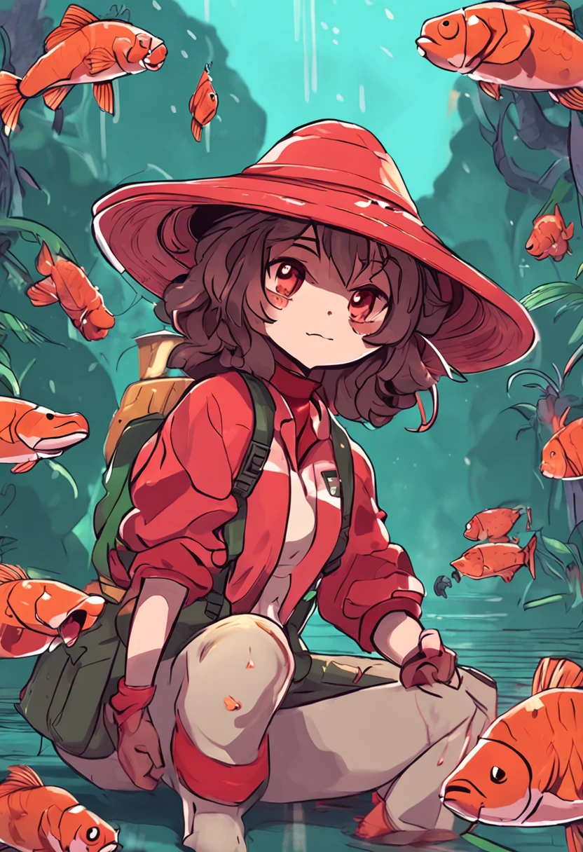 Chica de dibujos animados con sombrero y red de pesca, ((Shary)) Chica entrenadora de insectos, Usando un pescador 🧥, protagonista femenina 👀 :8, Chihiro! Fujisaki, Exploradora Femenina Mini Chica Linda, Fanart, Fanart oficial, Fanart de alta calidad, Personaje de Touhou, Abigail desde Stardew Valley, Retrato de cuerpo entero de un corto!, Estilo en estilo anime ghibli, resina,Characters of the Q version