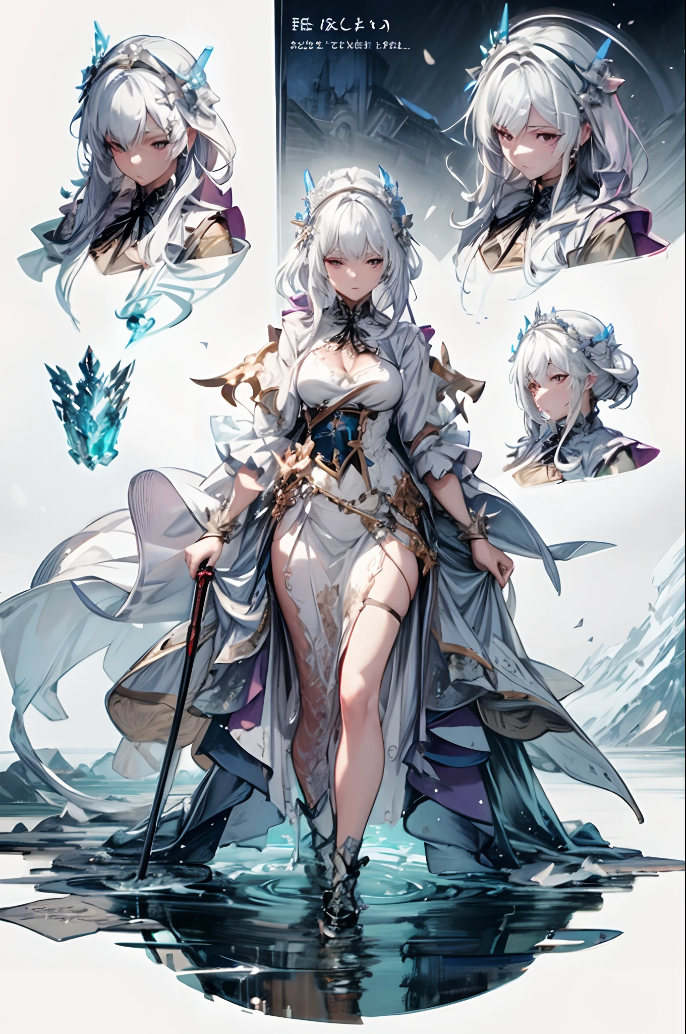 a close up of a woman in a dress with a sword, cushart krenz key art feminine, trending on artstation pixiv, white haired deity, guweiz on artstation pixiv, guweiz on pixiv artstation, 8k high quality detailed art, anime fantasy illustration, fanart best artstation, ((a beautiful fantasy empress))