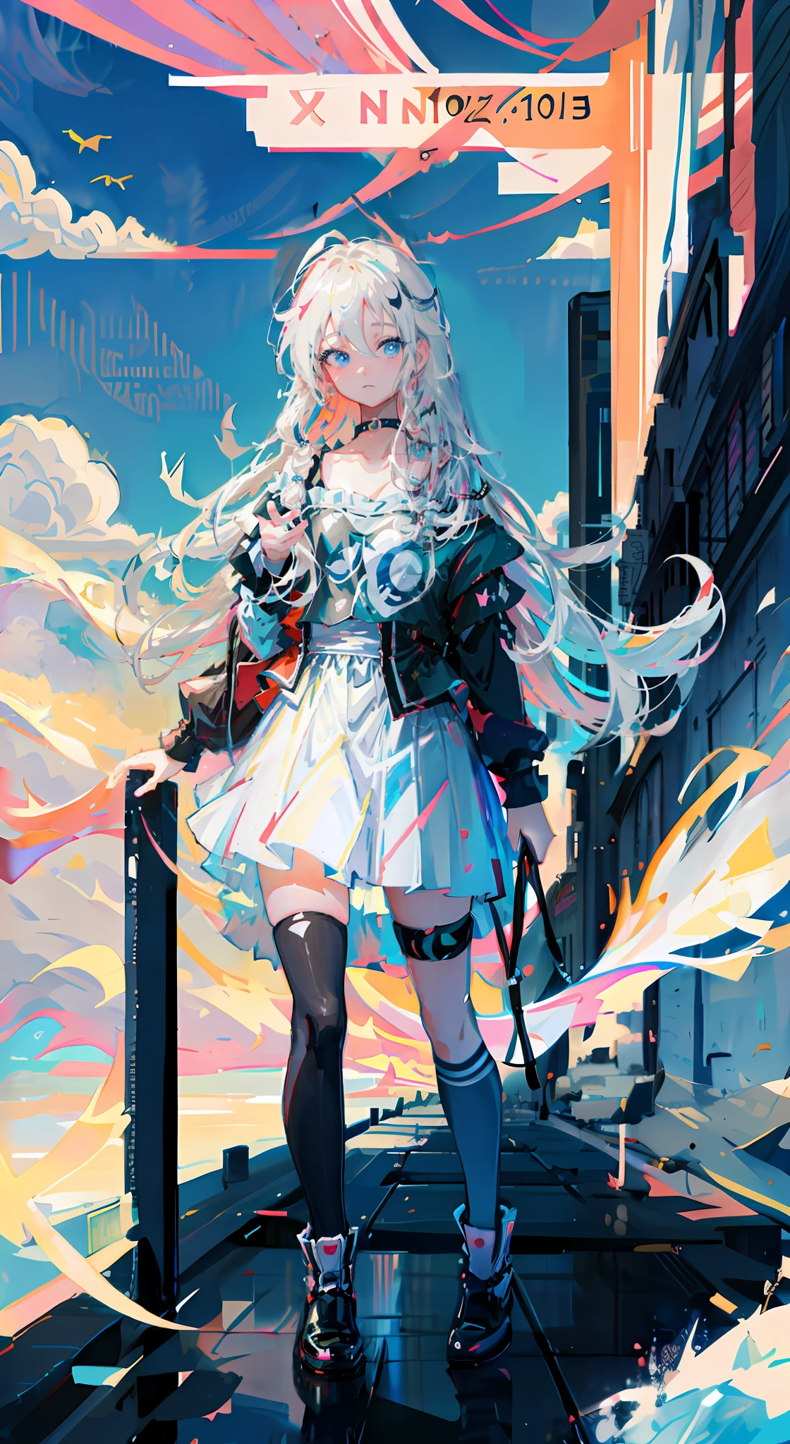 Anime Girl in white dress walking on city streets, Anime art wallpaper 8 K, anime styled digital art, Anime art wallpaper 4k, Anime art wallpaper 4 K, style of anime4 K, Guviz-style artwork, Guweiz in Pixiv ArtStation, Digital art on Pixiv, Beautiful anime artwork, Digital anime art