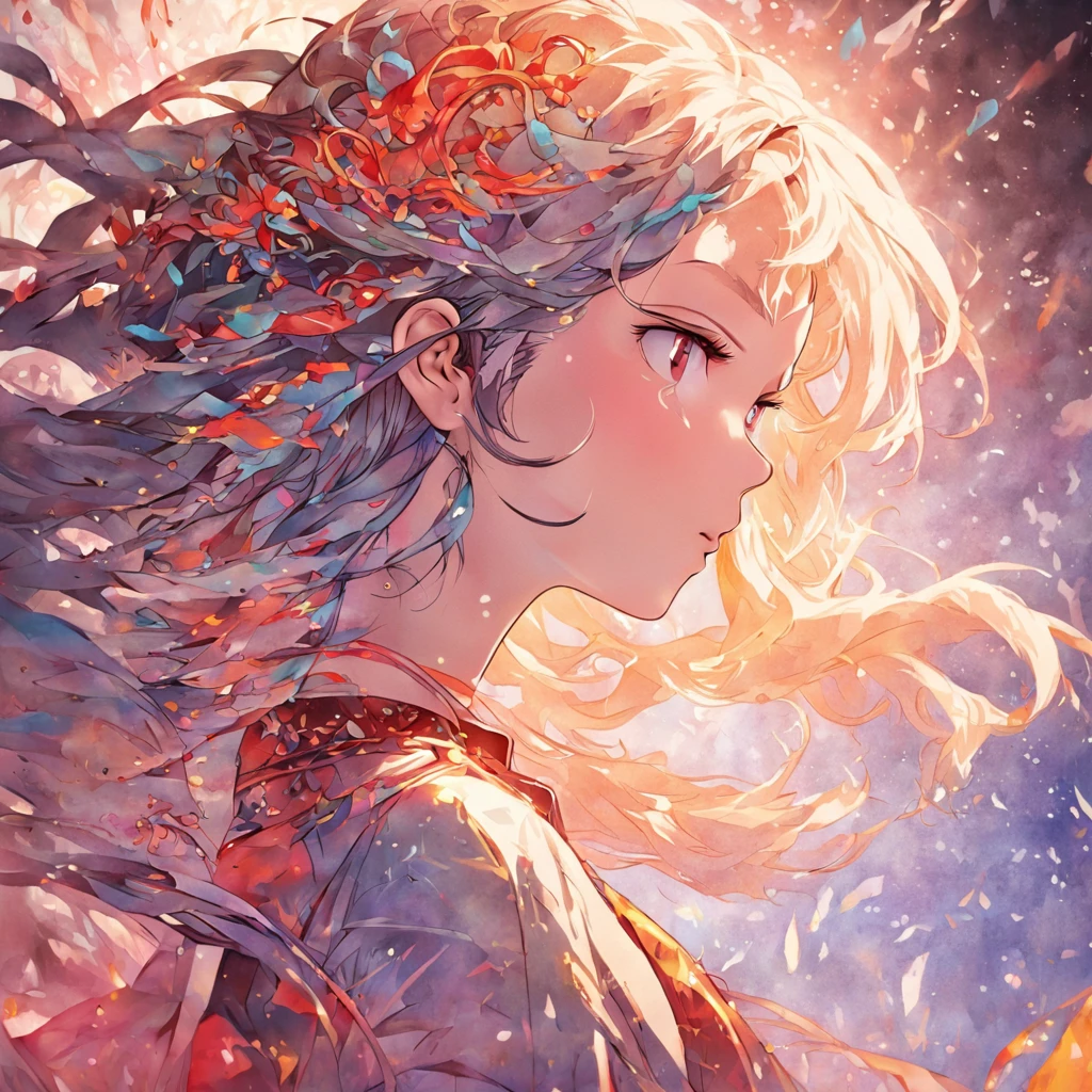 (White background:1.4),(Silhouette of a girl's head, Eyes closed, colorfull long hair, Oriental elements),(Chinese illustration:1.3,paper art:1.3, Quilted paper art:1.2),( reasonable design, Clear lines, High sharpness,Best quality, Very detailed, Masterpiece, movie light effect, 4K )