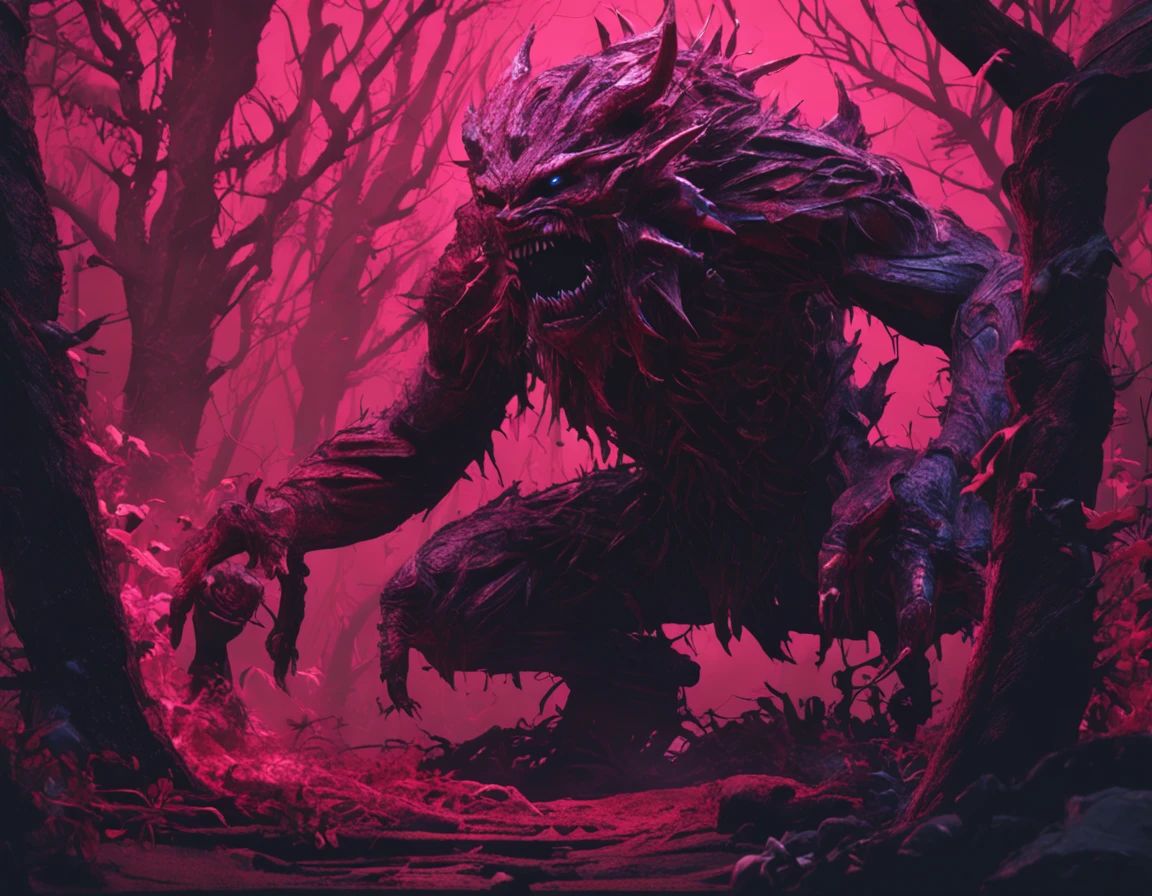 Abstract art of a shadow demon seducing a man in a forest ,Monster,8K, Super detail, ccurate, Full body like,Best quality, Masterpiece, Super detail, High details, High quality, Best quality, A high resolution
