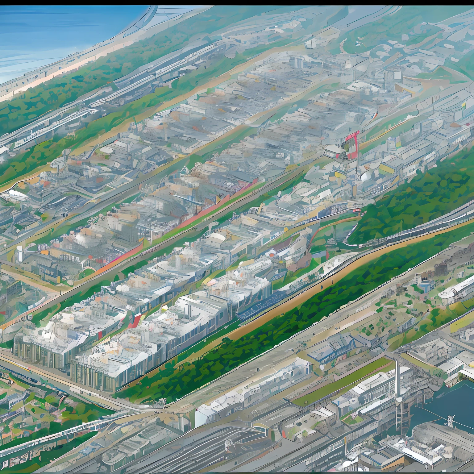Factory, Transportation, Aerial View
