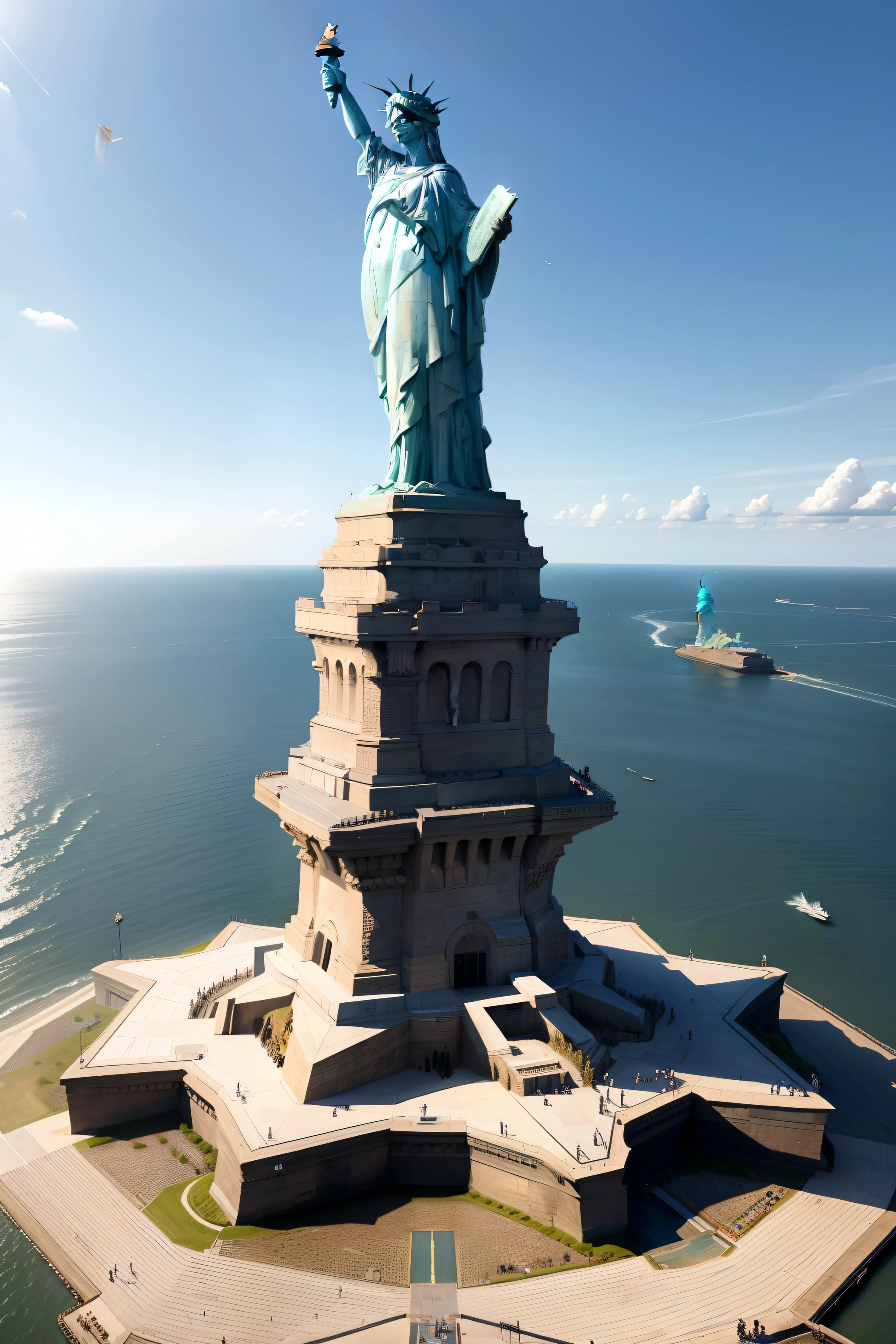 F35 fighters pass the Statue of Liberty。