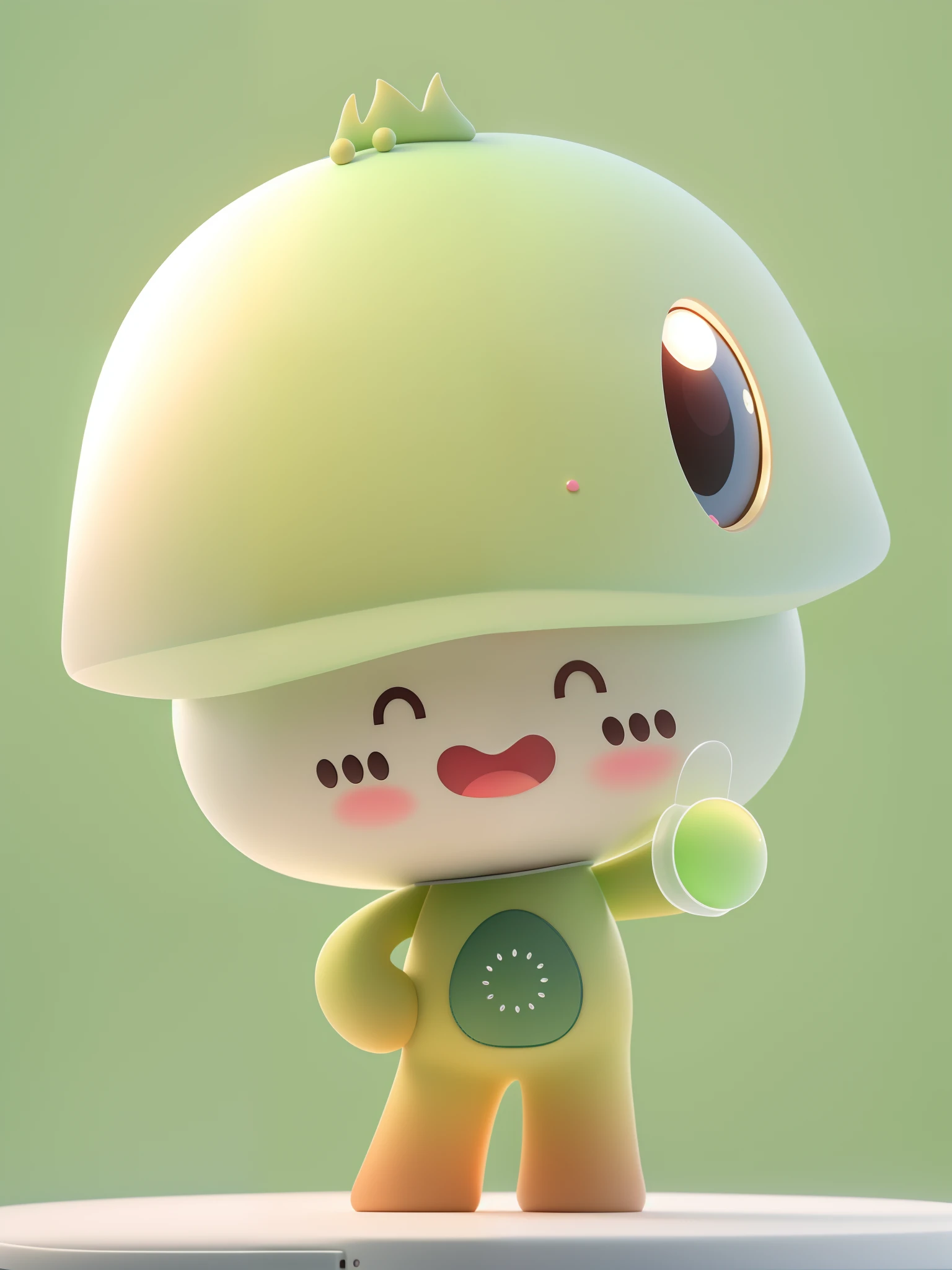 (tmasterpiece), (super-fine), (full bodyesbian:1.2), ultra cute, baby, by Pixar, kiwi fruit,thumb,Green body,Brown kiwi head, ssmile, Delicate and delicate, Incredibly high detail, pixar-style, bright color palette, Natural soft light, Simple background in solid color, opulent, ultra-wide-angle, 8K, k hd, realisticlying