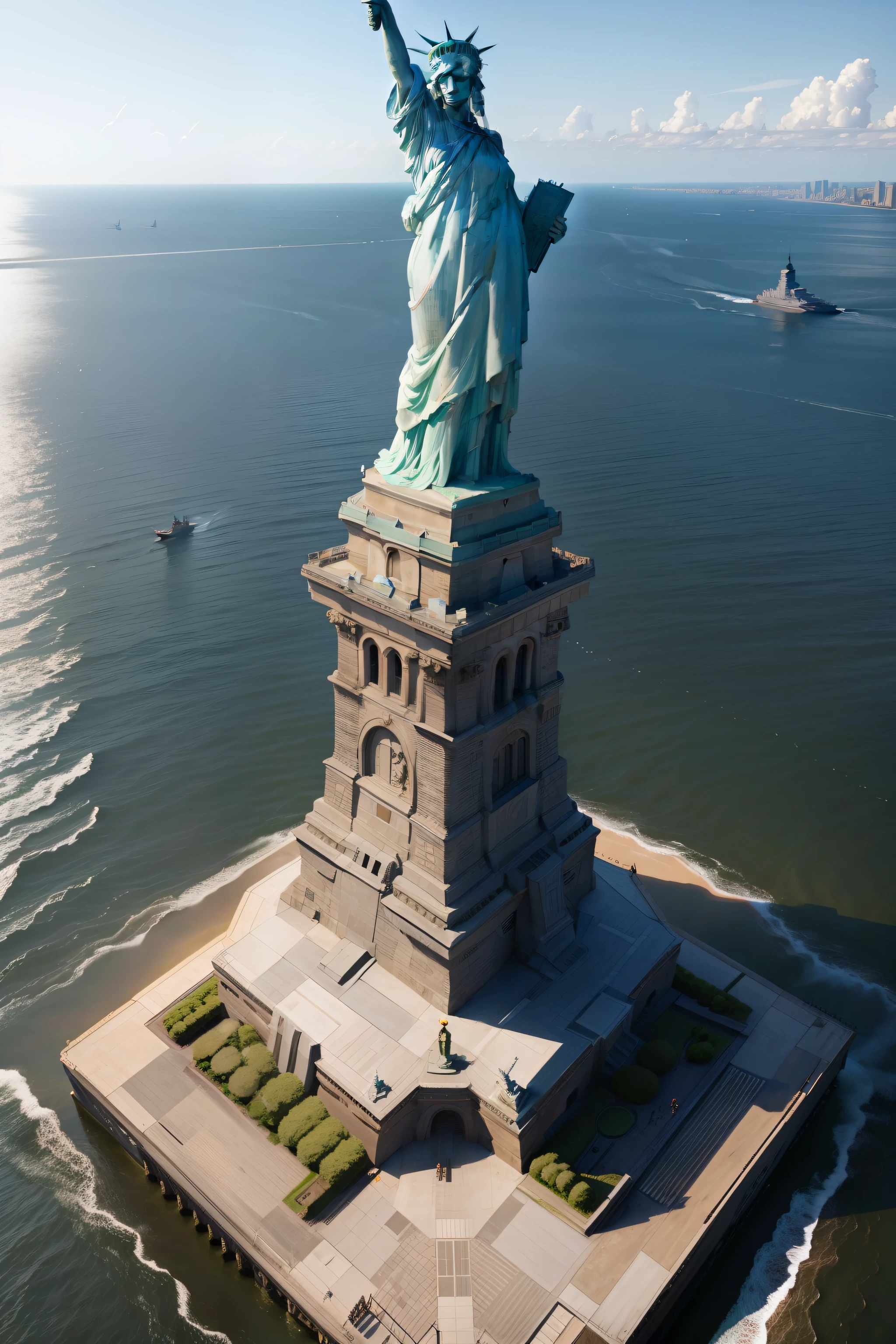 F35 fighters pass the Statue of Liberty。