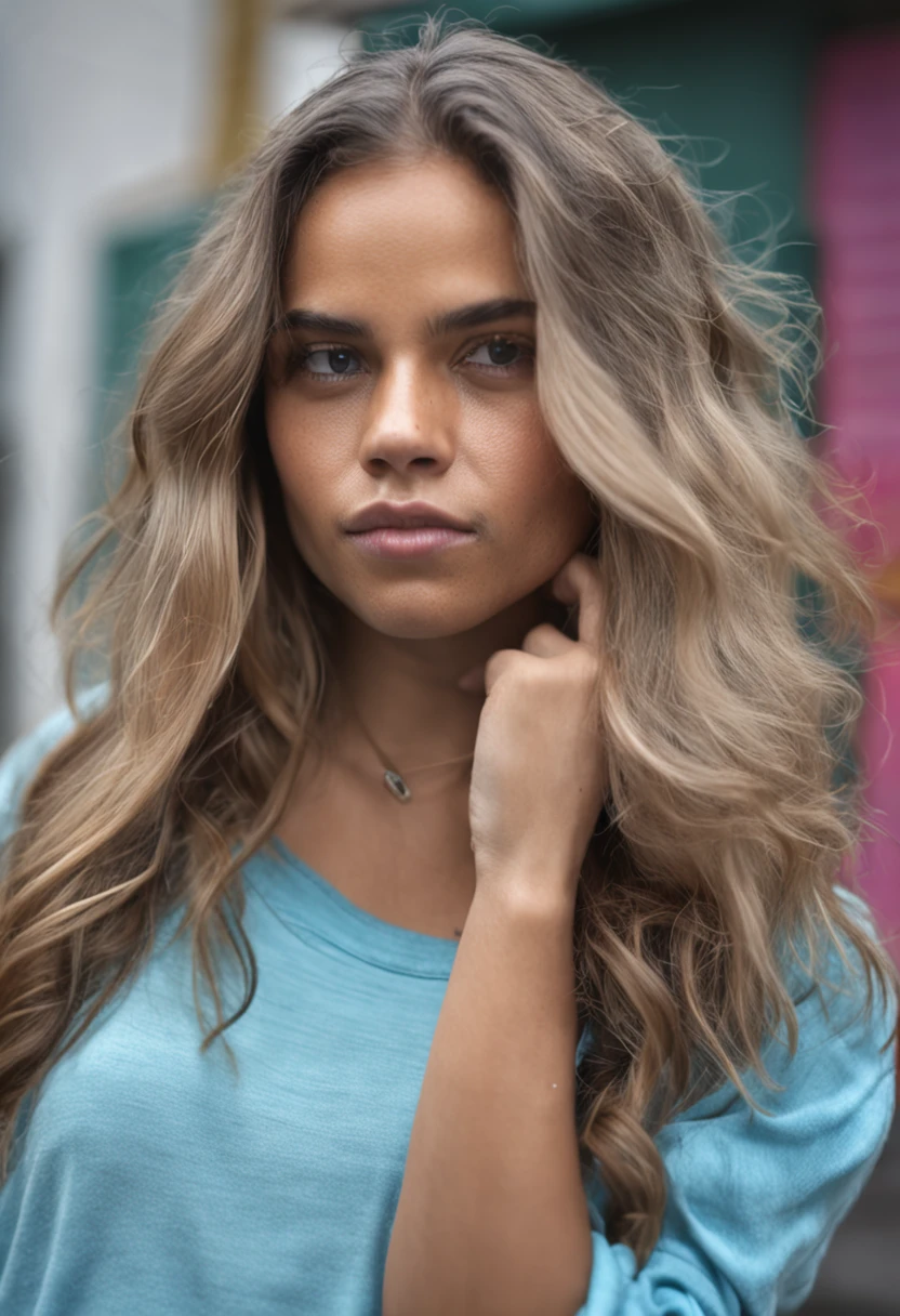 mujer, 18yr old, delgada, senos grandes, posicion de perro, mirando al espectador, muy poca ropa, mojada, cabello largo, cabello color azul, ojos brillantes, ojos color azul,
