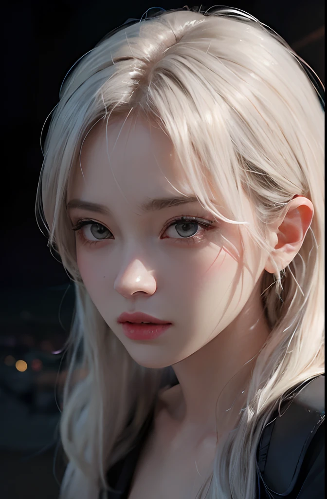 (in the darkness nigth:1.5)、Hyperrealist female portrait by David Hockney and Alphonse Mucha、Fantasy Art、photoRealstic、NSFW、Naked in jacket only、Dynamic Lighting、art stations、poster for、Volume Lighting、extra detailed face、4 K、awardwinning、、女の子 1 人、Dark in the dark、deepshadow、lowkey、(formal outfit:-0.2)、Long、white hair、