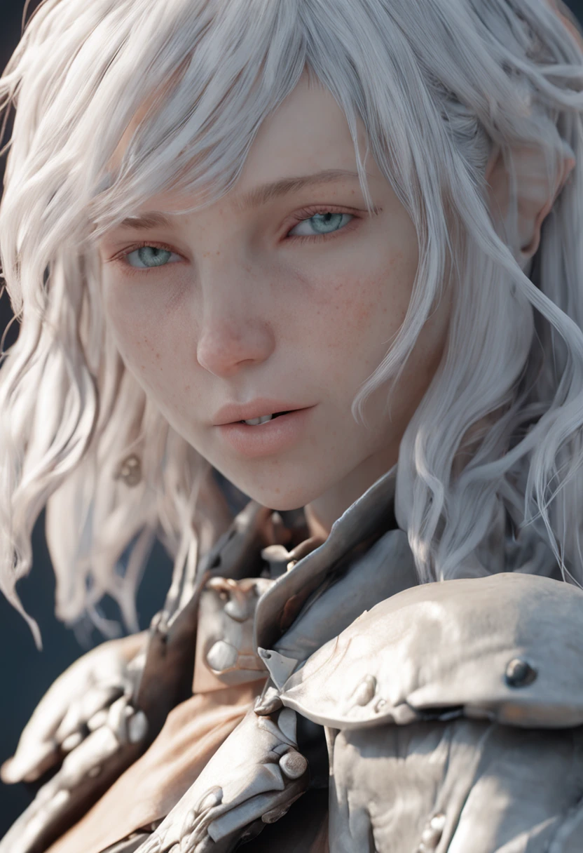 ahoge, white hair, tongue out, fingersmile, Surrealism, ray tracing, textured skin, highres, best quality, high details, 16k, 8k